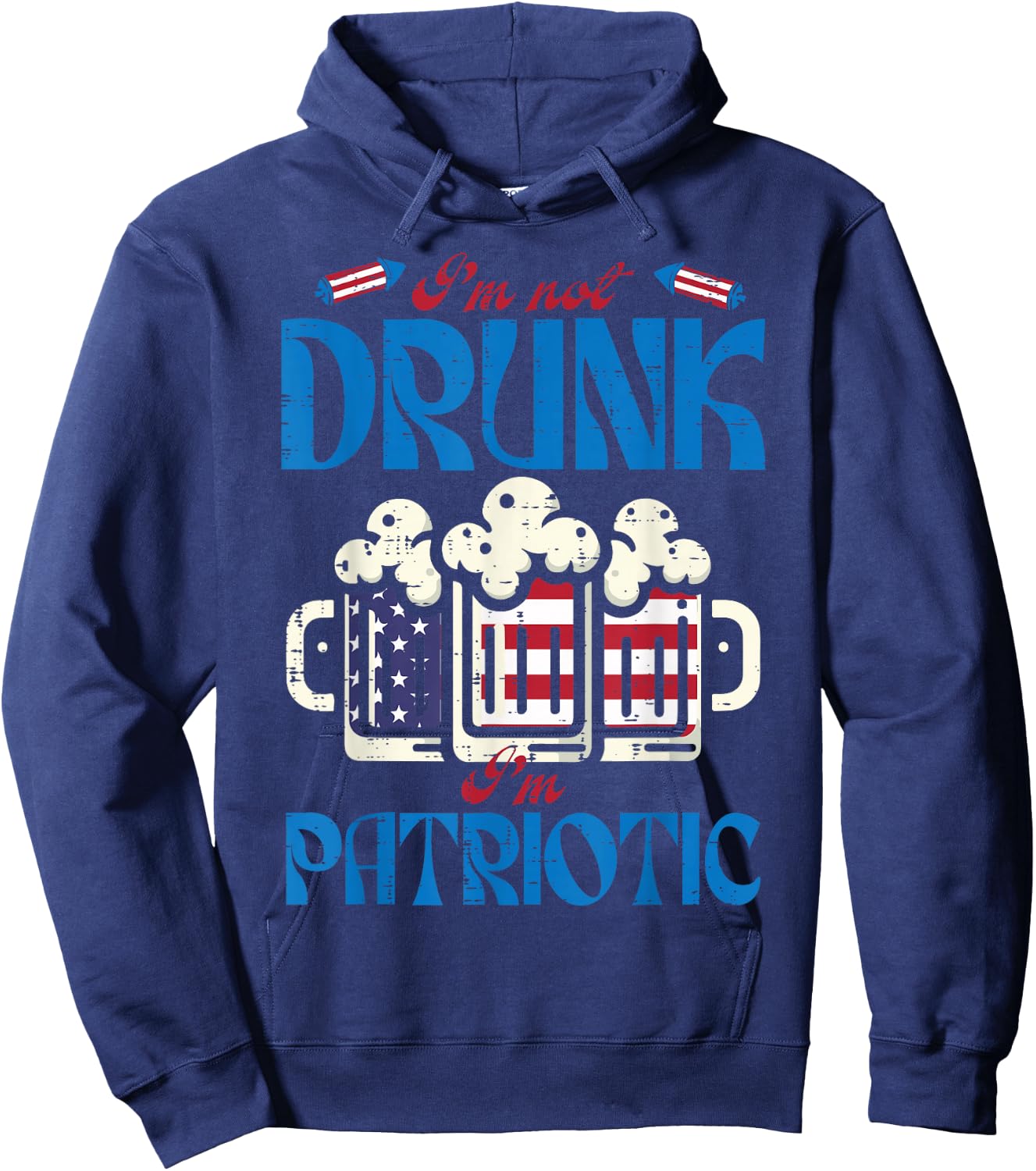 4th of July Im Patriotic American Funny Party Dad Men Women Hoodie - Hoodie | Navy