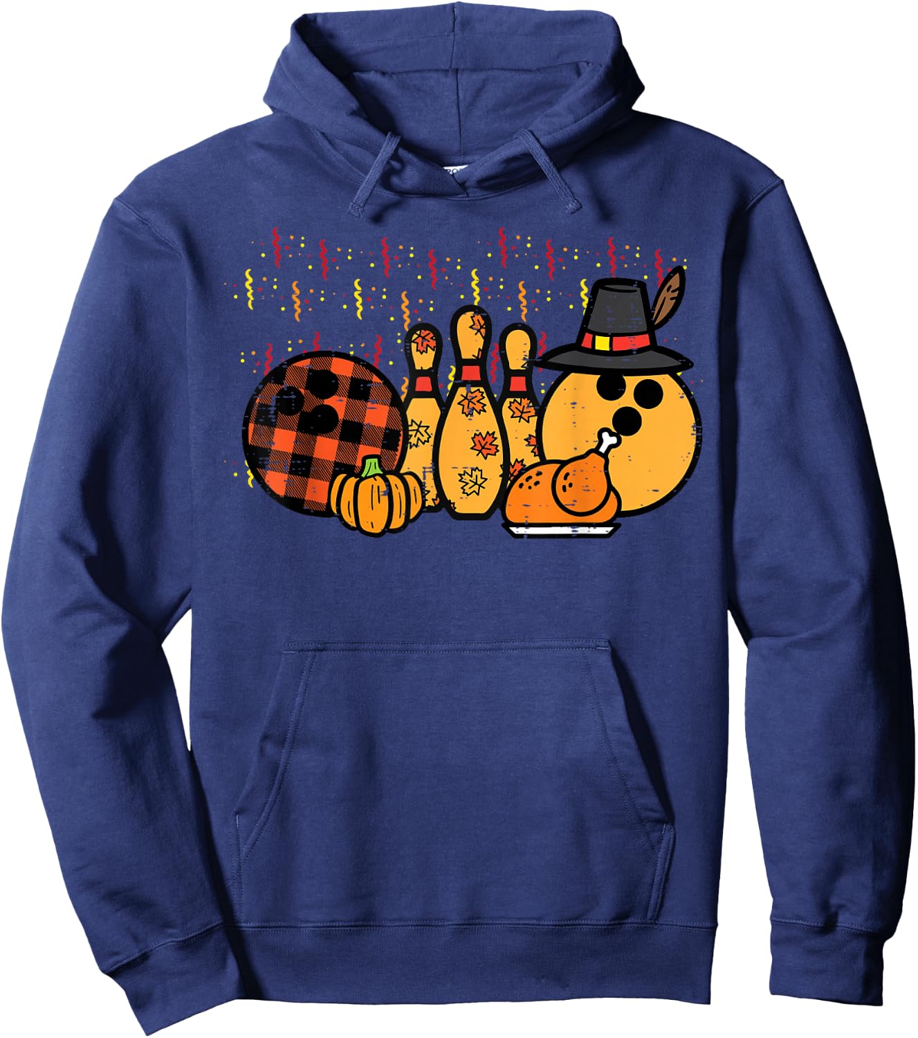 Thanksgiving Bowling Turkey Day Fall Men Women Kids Youth Hoodie - Hoodie | Navy