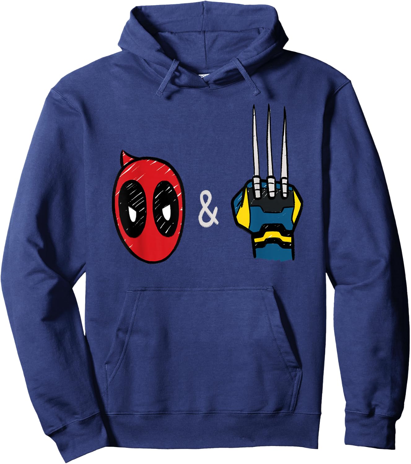 Marvel Studios Deadpool & Wolverine Mask & Claw Emoji Icons Hoodie - Hoodie | Navy
