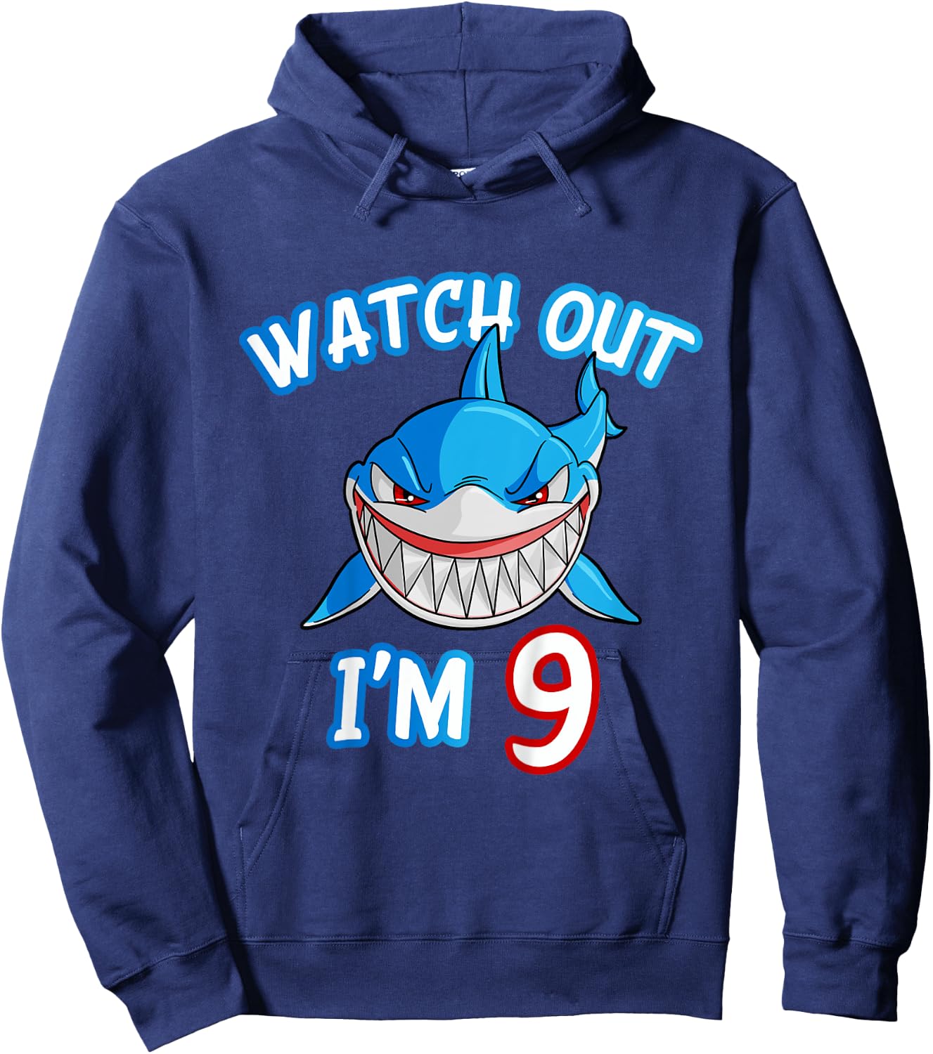 Kids 9 Yrs old Boy Watch Out Shark SHIRT 9th Birthday Hoodie - Hoodie | Navy