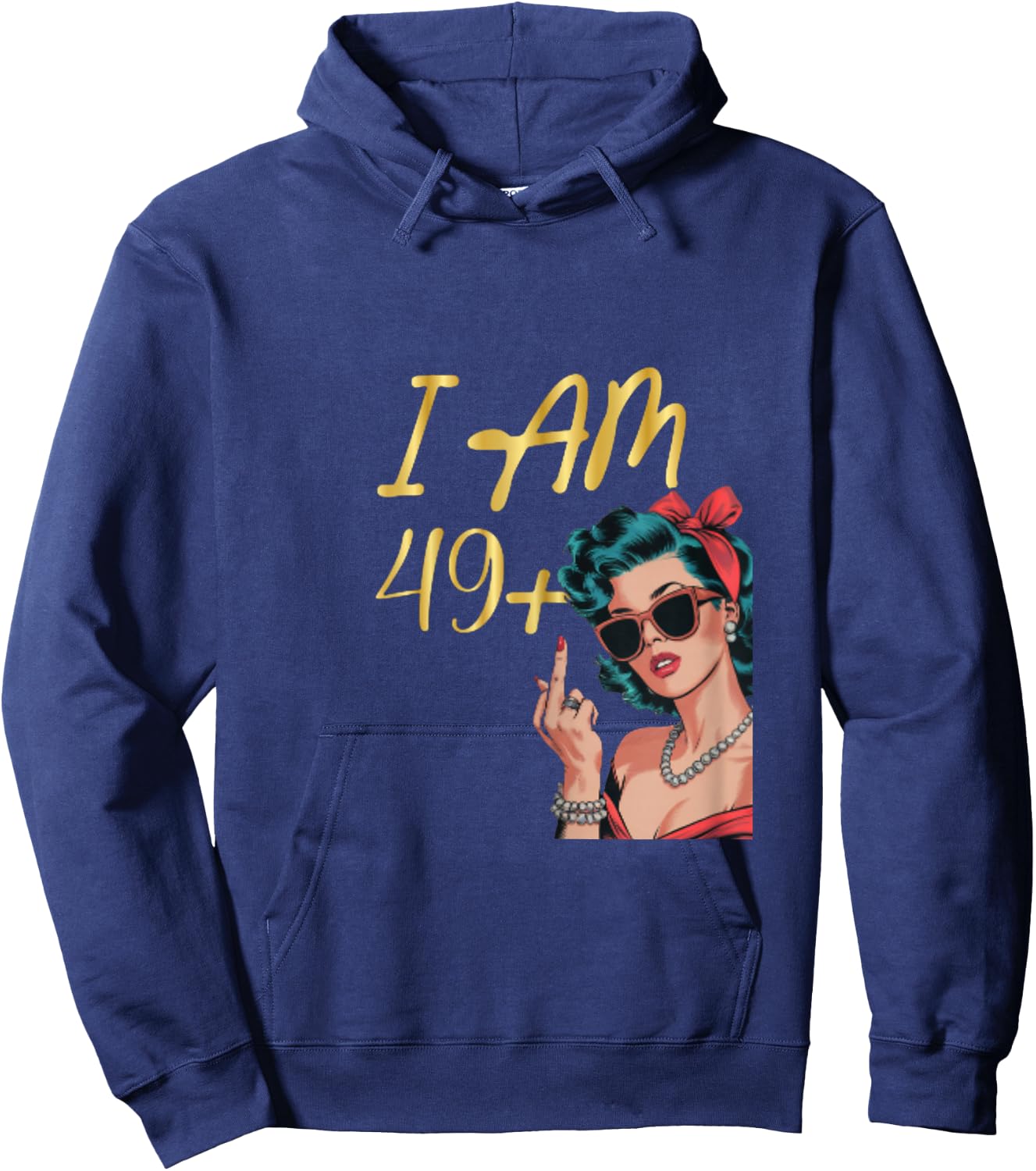 I Am 49 Plus 1 Mittelfinger Lustiges 50th Damen Geburtstag Hoodie - Hoodie | Navy