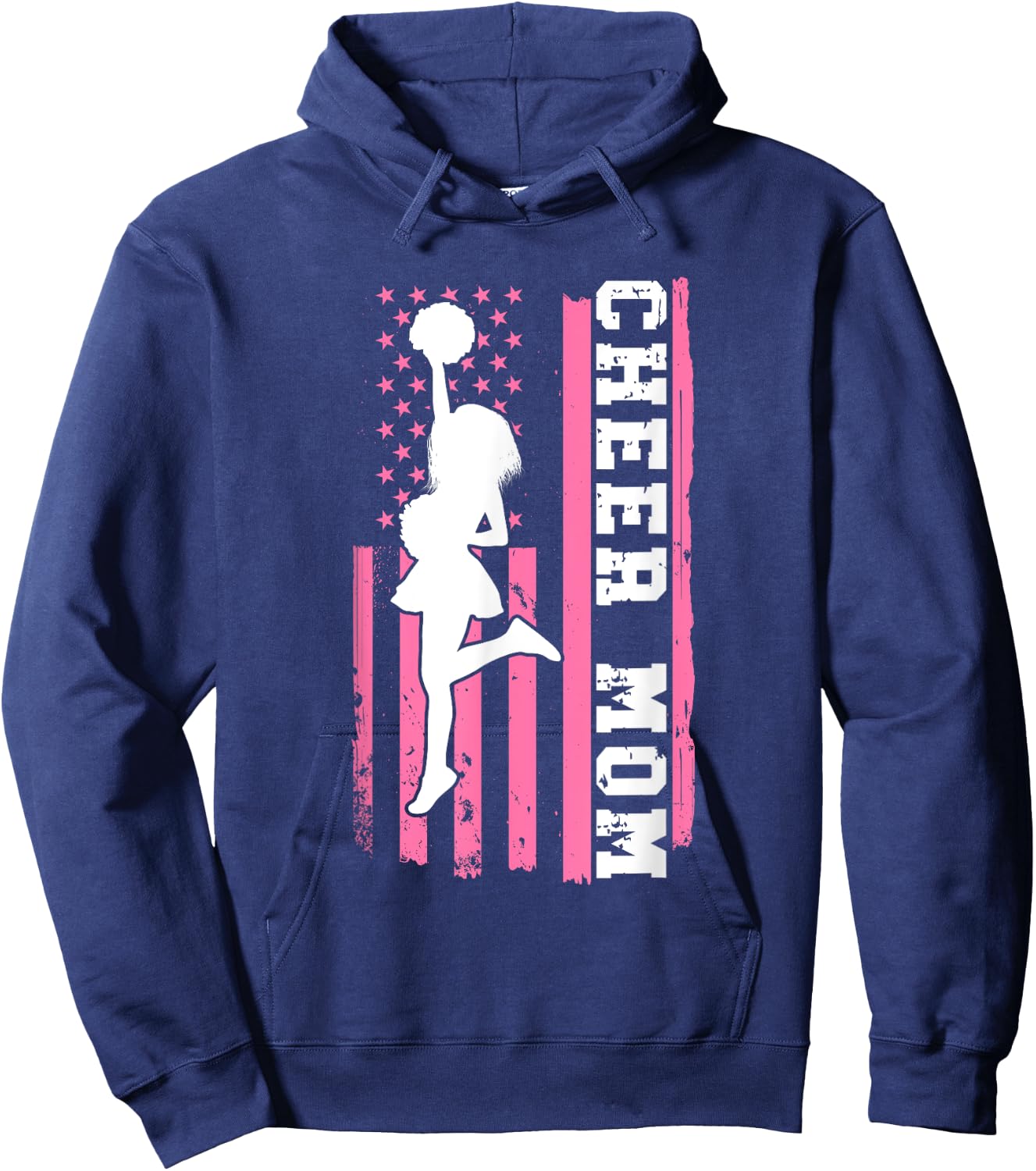 Cheer Mom American Flag Cheerleading Cheerleader Mom Hoodie - Hoodie | Navy