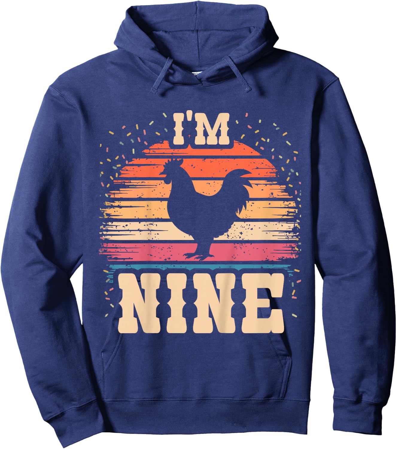 Chicken 9 Year Old Birthday Boy Girl 9th Chicken Birthday Hoodie - Hoodie | Navy