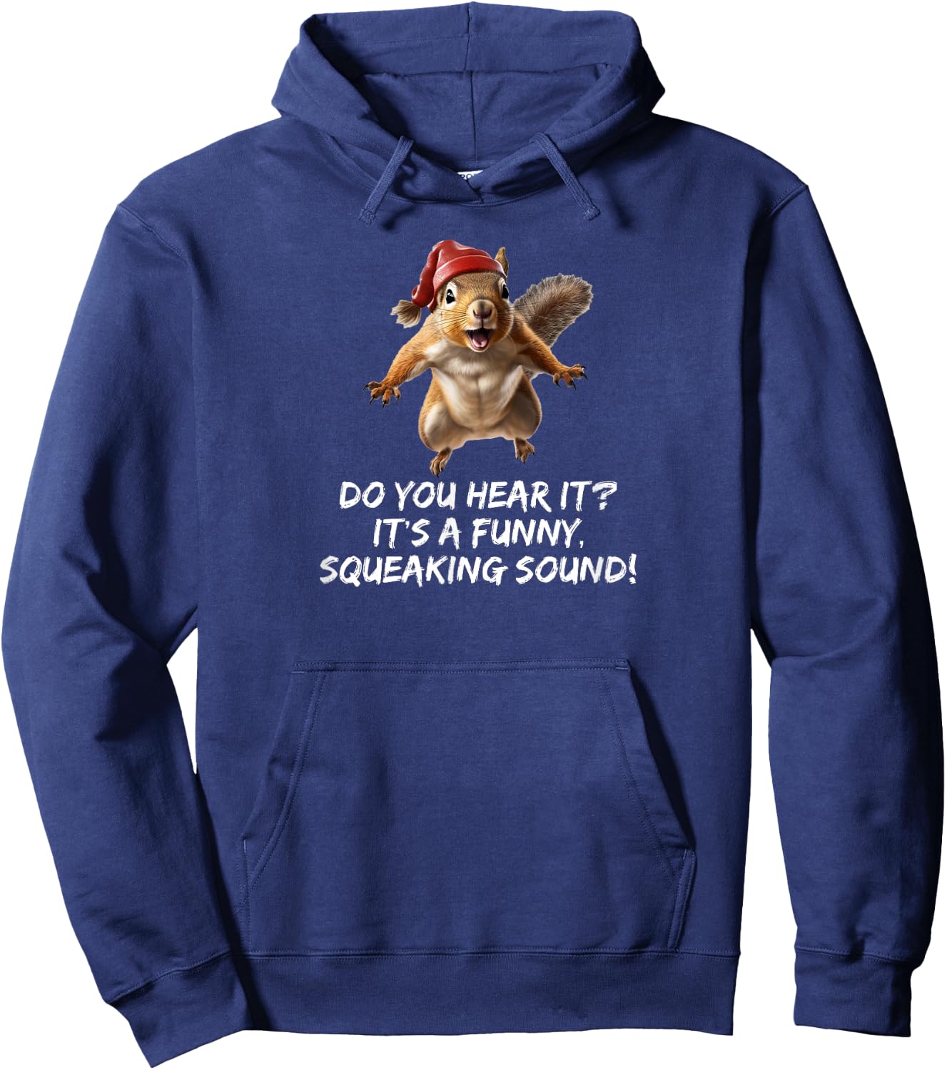 Funny Christmas Squirrel Santa Hat Exterior Illumination Hoodie - Hoodie | Navy