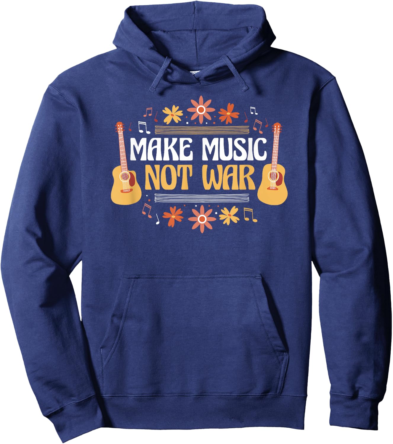 Music - Guitar - Make Music Not War , black Hoodie - Hoodie | Navy
