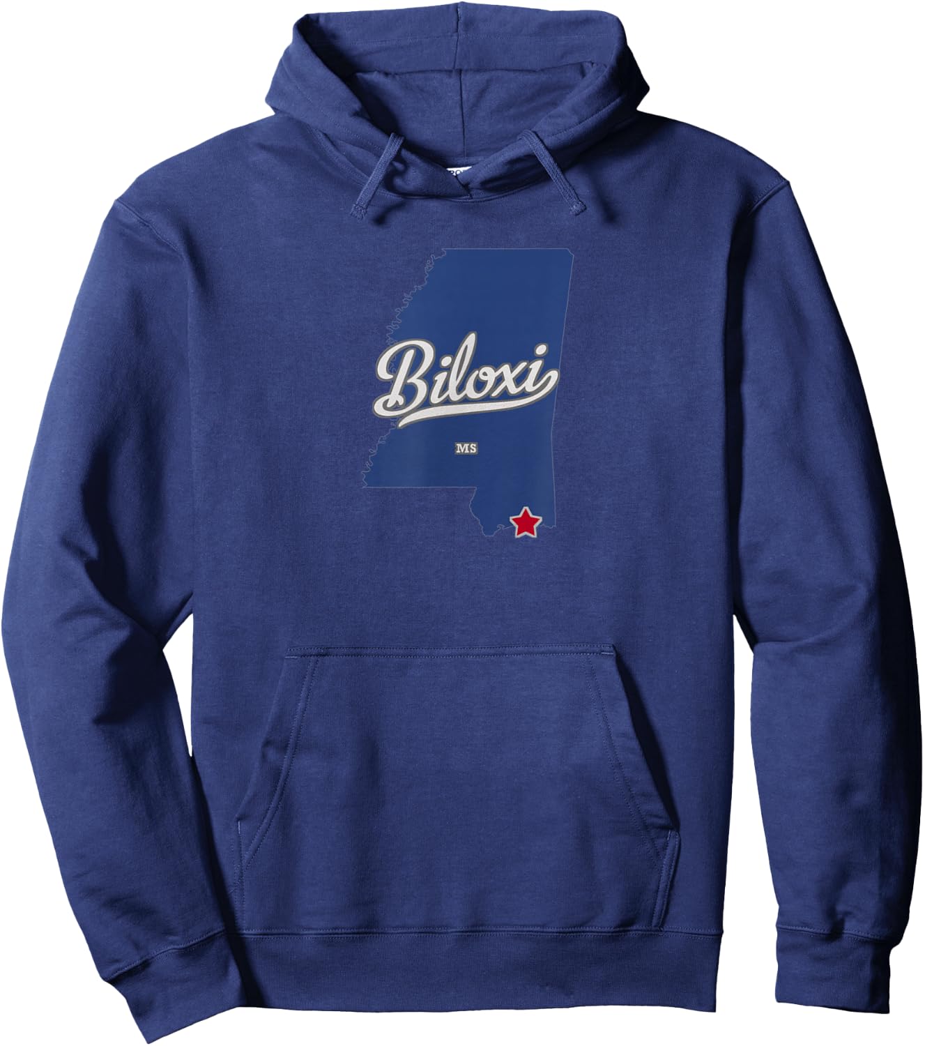 Biloxi Mississippi MS Map Hoodie - Hoodie | Navy