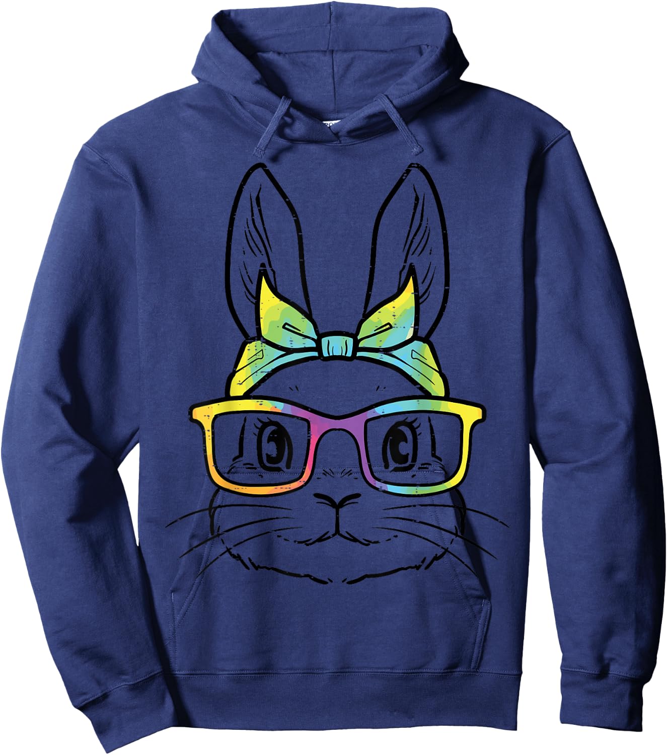 Easter Bunny Face Eyeglasses Bandana Rabbit Women Girls Kids Hoodie - Hoodie | Navy