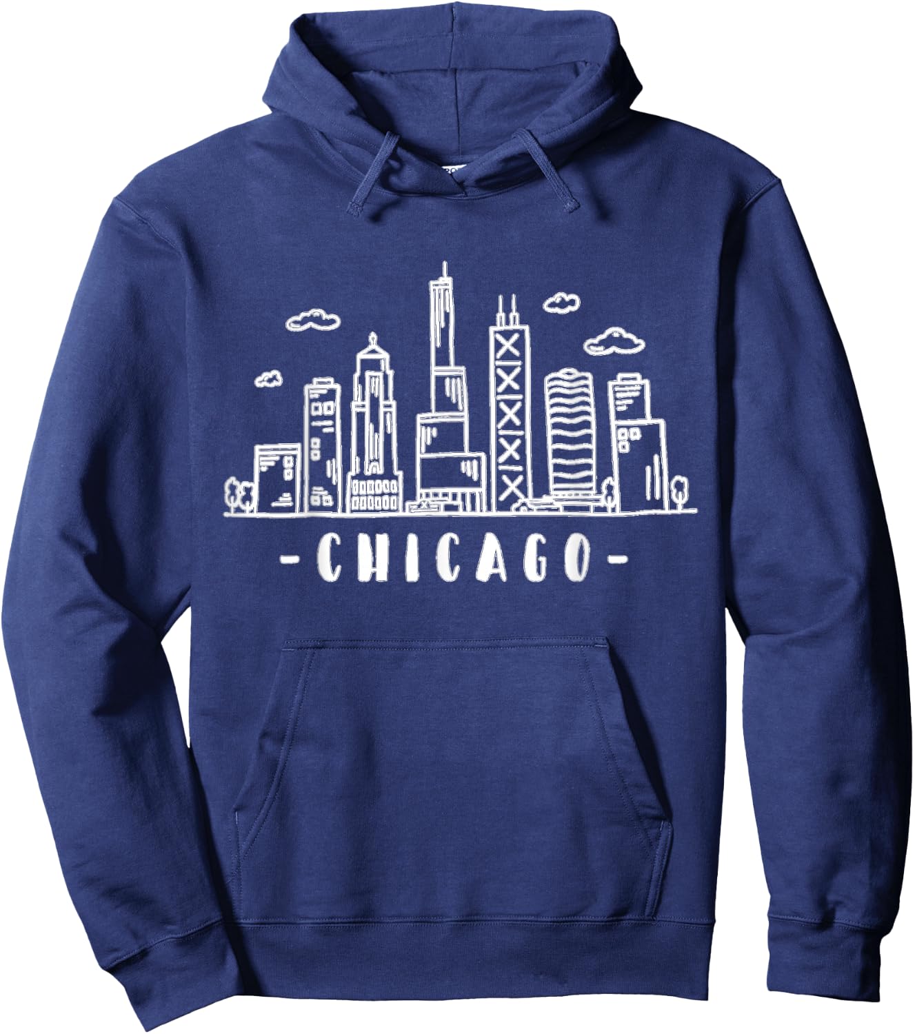 Chicago Skyline Illinois Vintage Hoodie - Hoodie | Navy