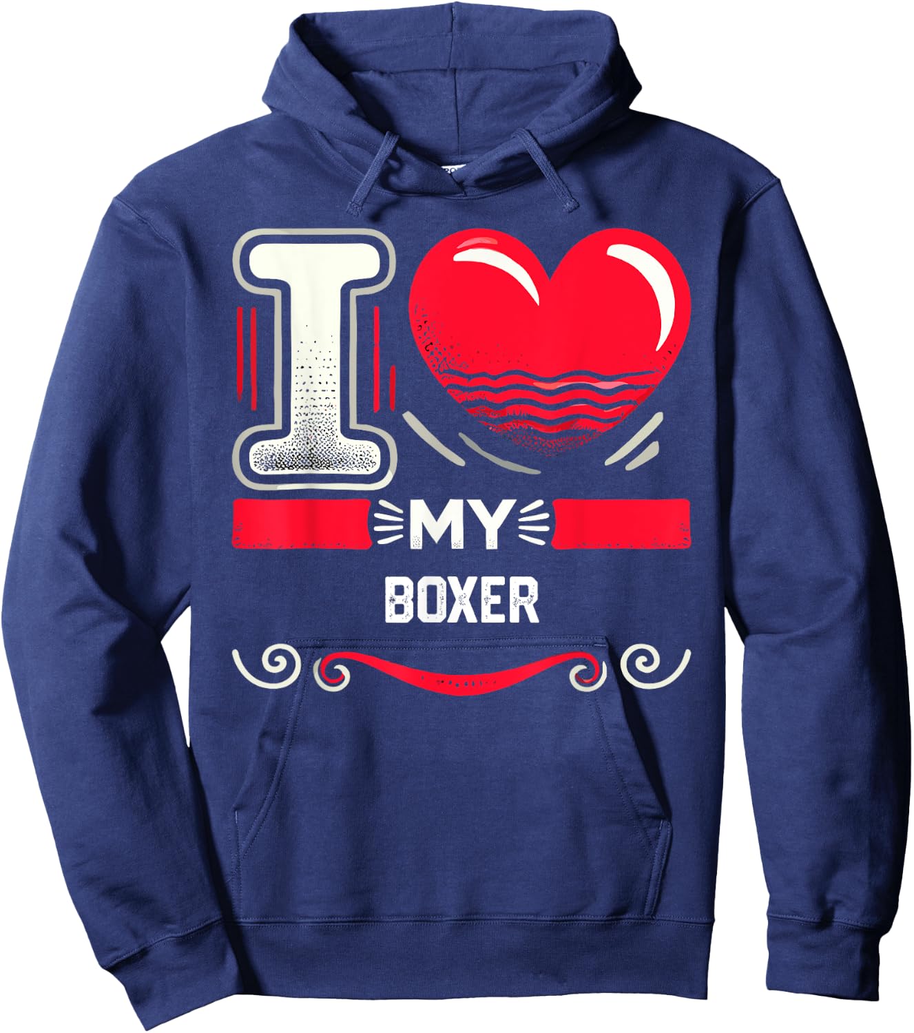 I Love My BOXER Shirt I Heart BOXERS Hoodie - Hoodie | Navy