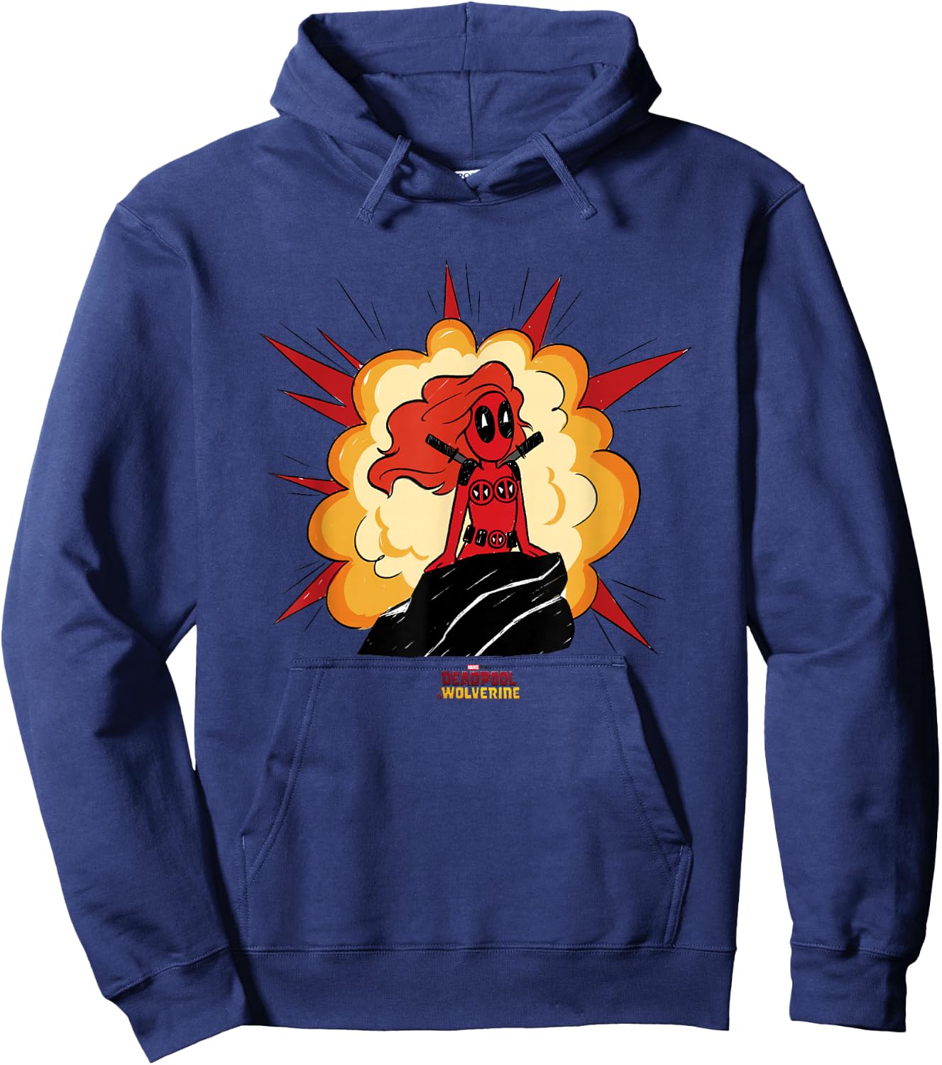 Marvel Deadpool & Wolverine Mermaid Deadpool Comic Blast Hoodie - Hoodie | Navy