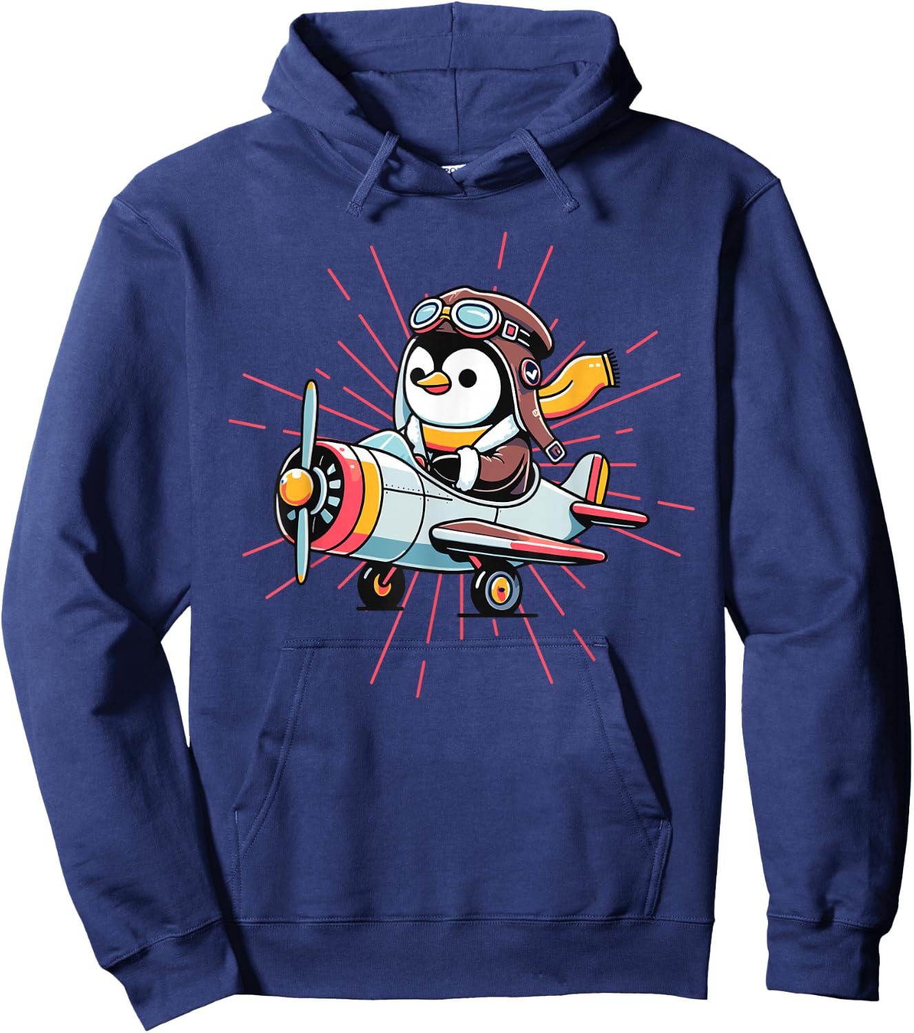 Flying Penguin Apparel Penguin Lover Penguin Airplane Pilot Hoodie - Hoodie | Navy
