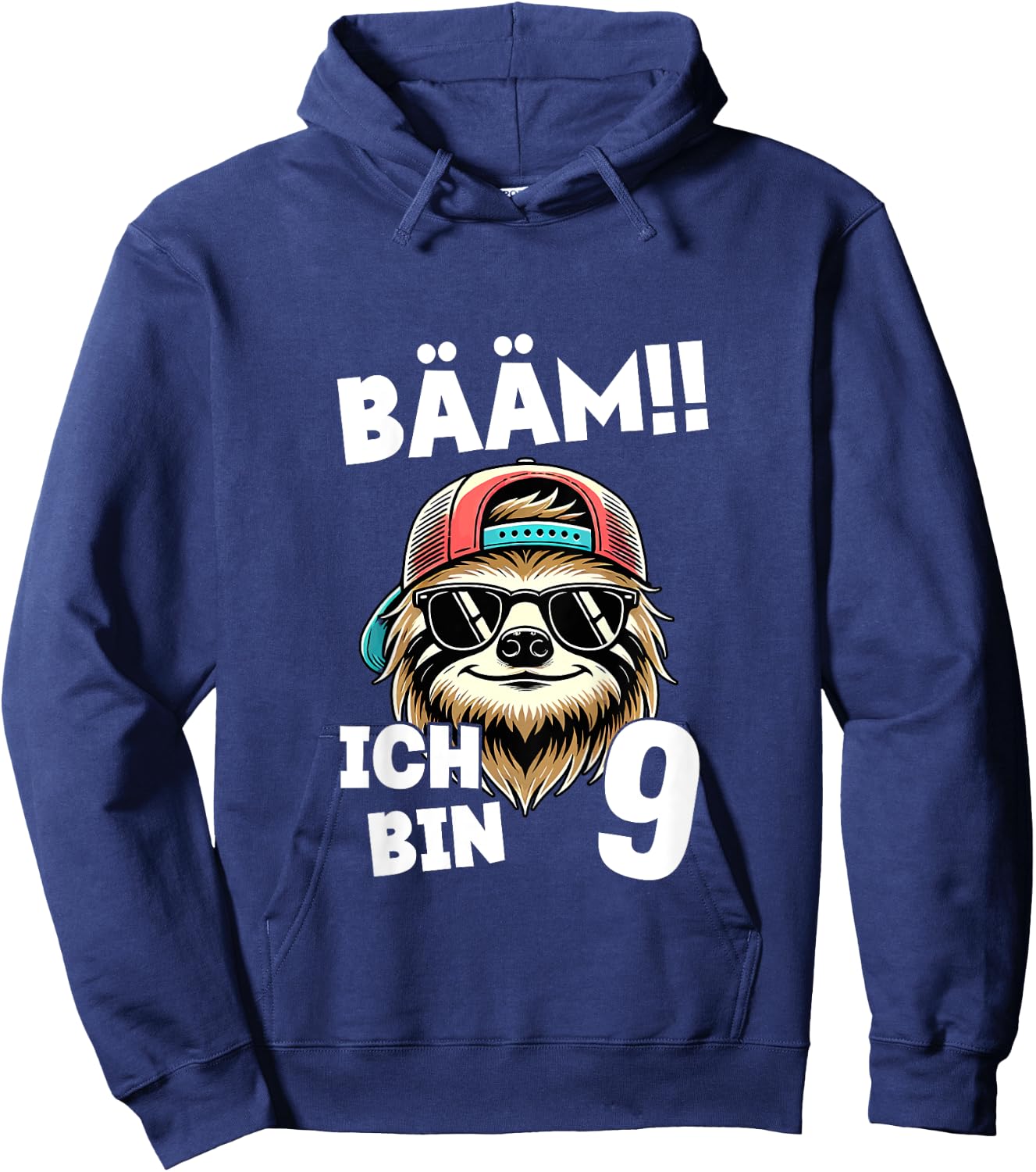 Kinder BÄÄM Ich Bin 9 Geburtstag Cooler Faultier Geburtstagsdeko Hoodie - Hoodie | Navy