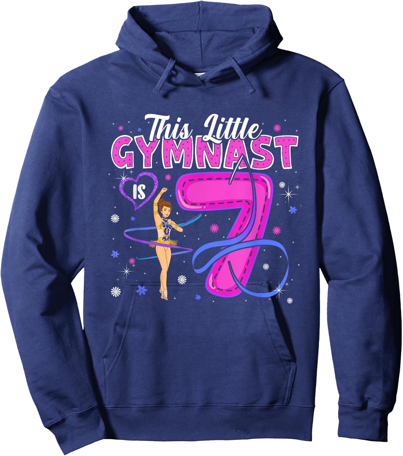 Kids 7 Year Old Gymnast 7th Birthday Tumbling Gymnastics Hoodie - Hoodie | Navy