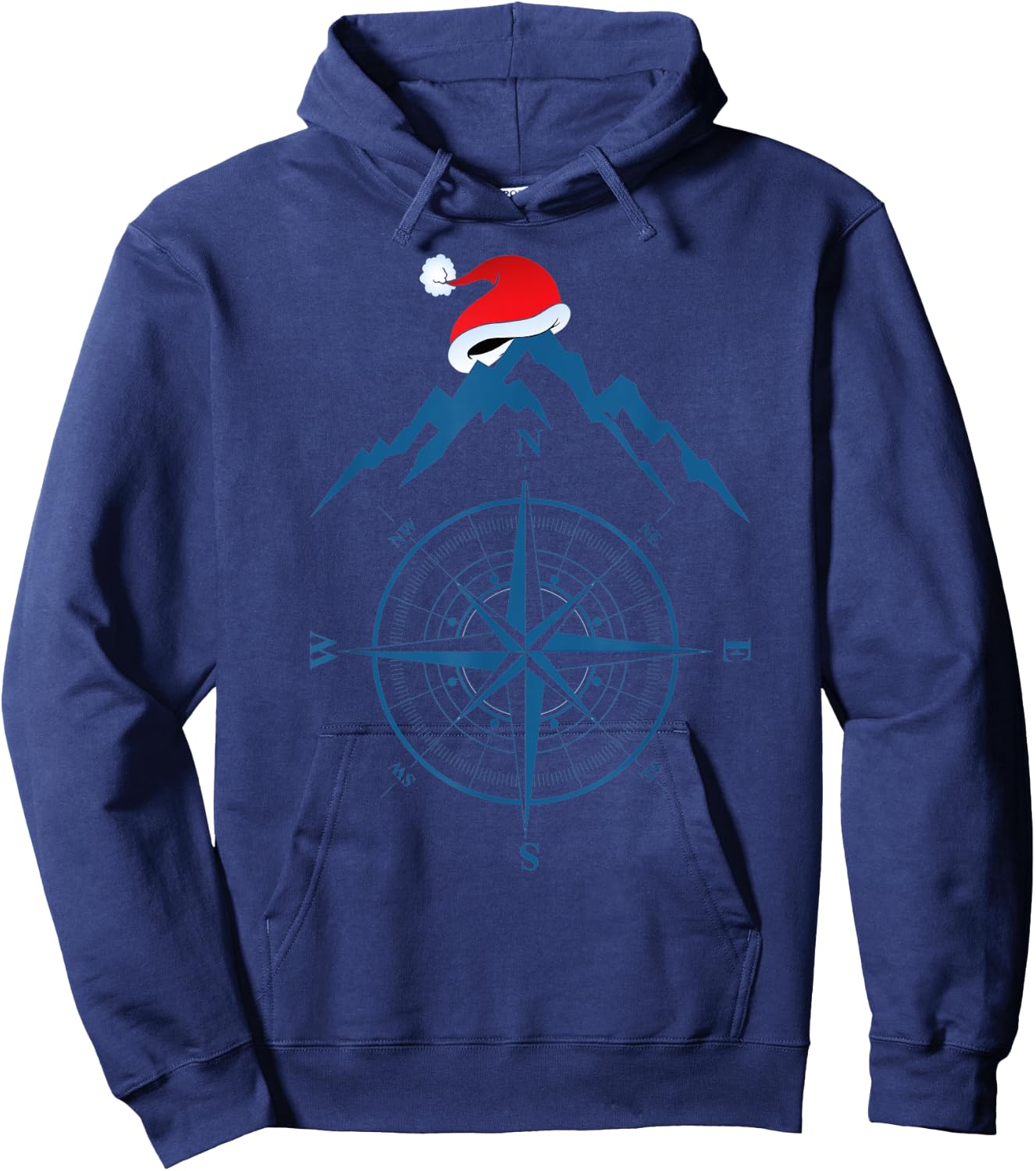 Christmas Mountain Santa Hat for Climbers Hikers Mountaineer Hoodie - Hoodie | Navy