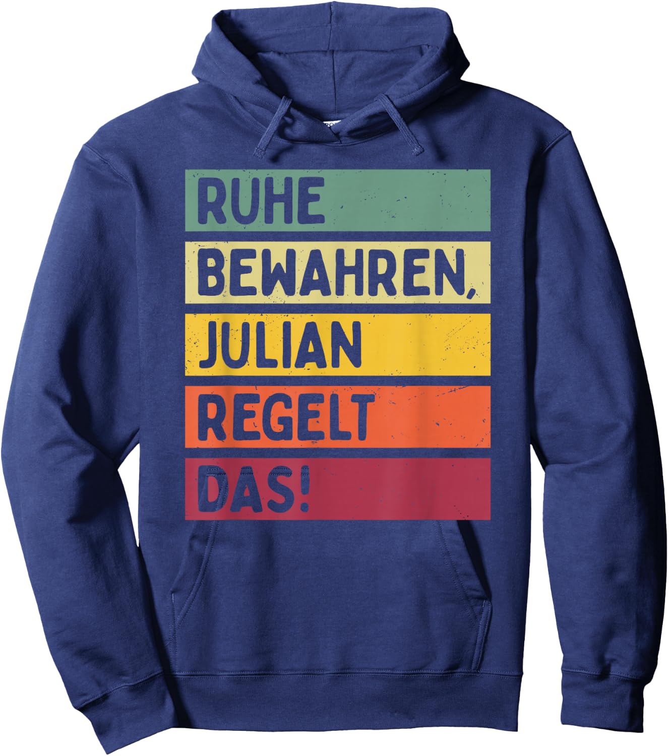 with German Text in Retro Colours Julian Regelt, black Hoodie - Hoodie | Navy