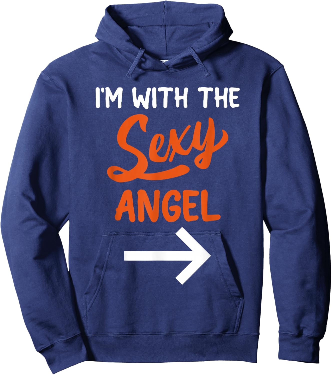 Lazy Halloween Costume for Couple I'm with The Sexy Angel Hoodie - Hoodie | Navy