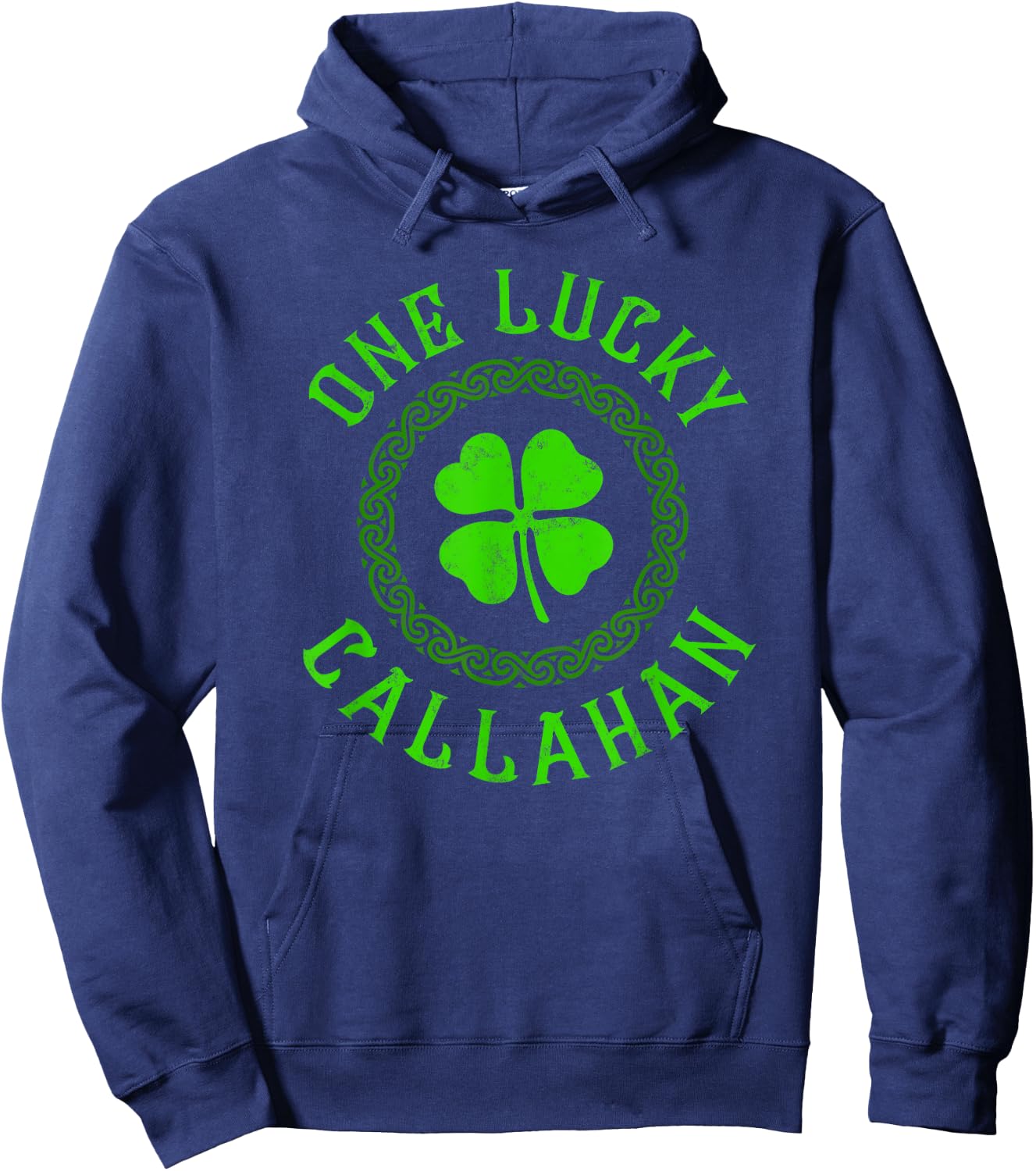 One Lucky Callahan Irish Family Four Leaf Clover Hoodie - Hoodie | Navy
