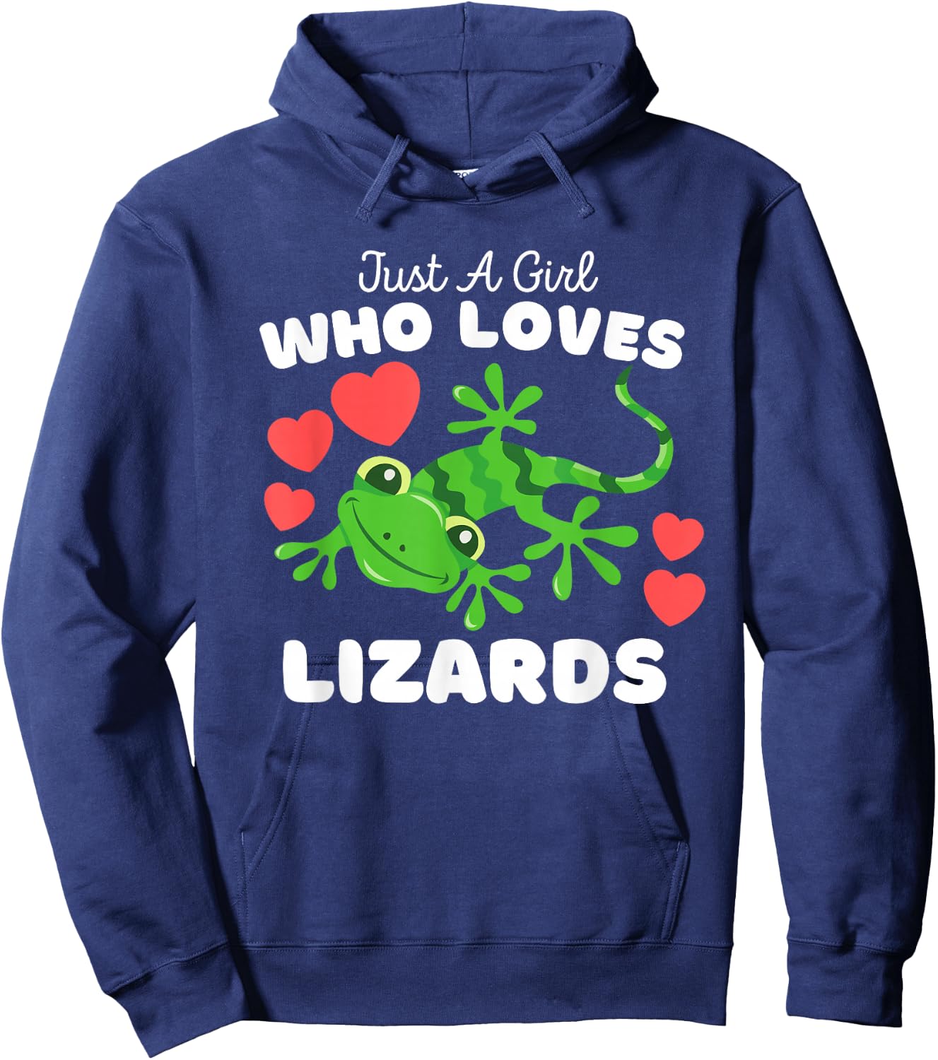 Just A Girl Who Loves Lizards - Cute Girls Lizard Hoodie - Hoodie | Navy