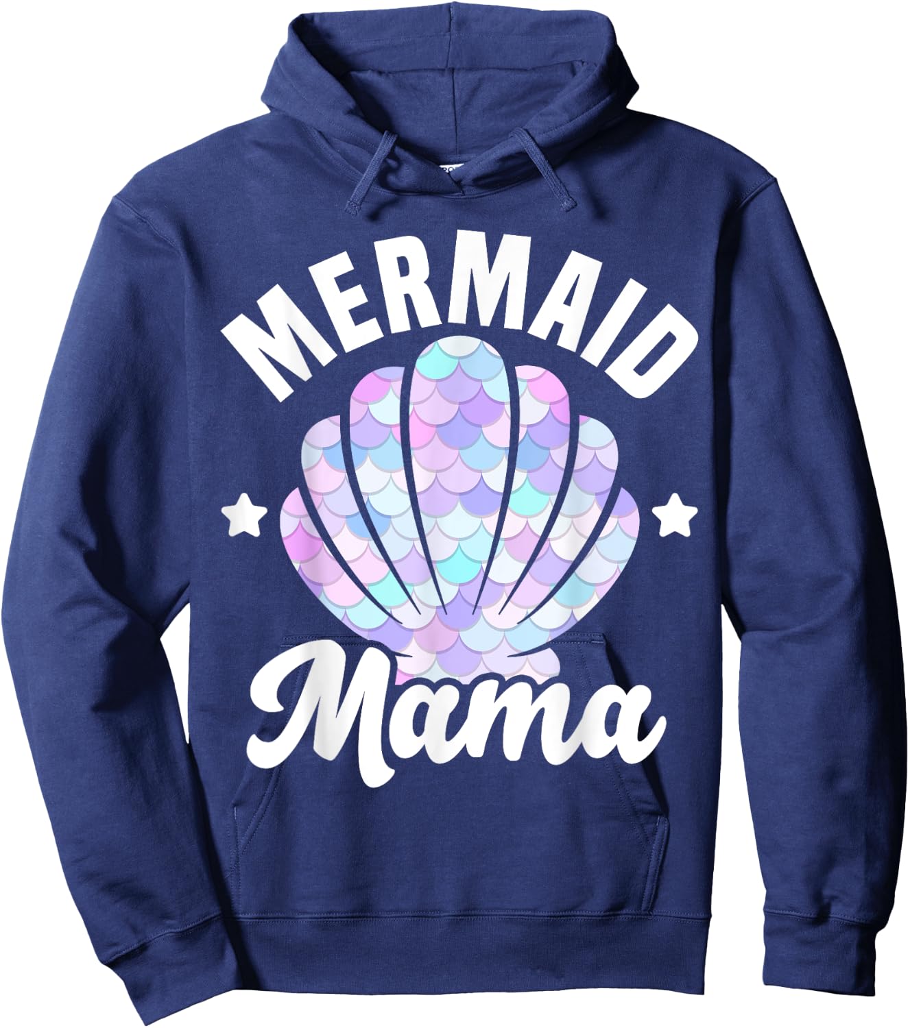 Mermaid Mama Seashell Matching Mermaid Squad Birthday Party Hoodie - Hoodie | Navy