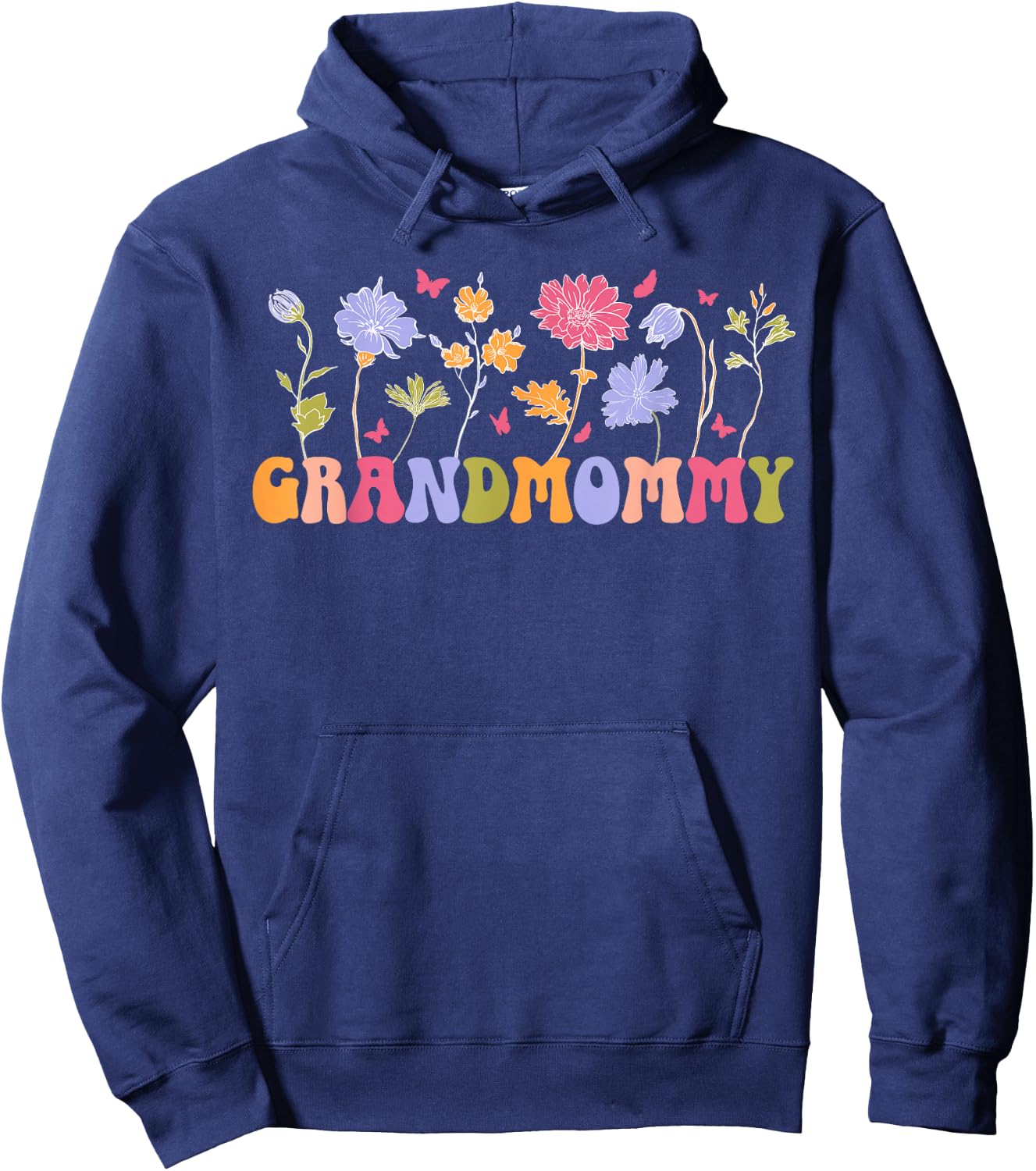 Grandmommy Grandma Flowers Grandmommy Grandmother Hoodie - Hoodie | Navy