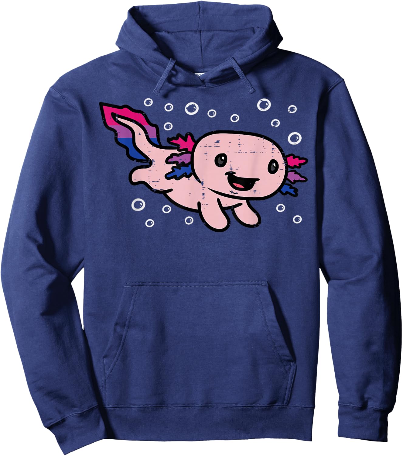 Bisexual Axolotl Bi Pride Flag Bisexuality LGBTQ Women Men Hoodie - Hoodie | Navy