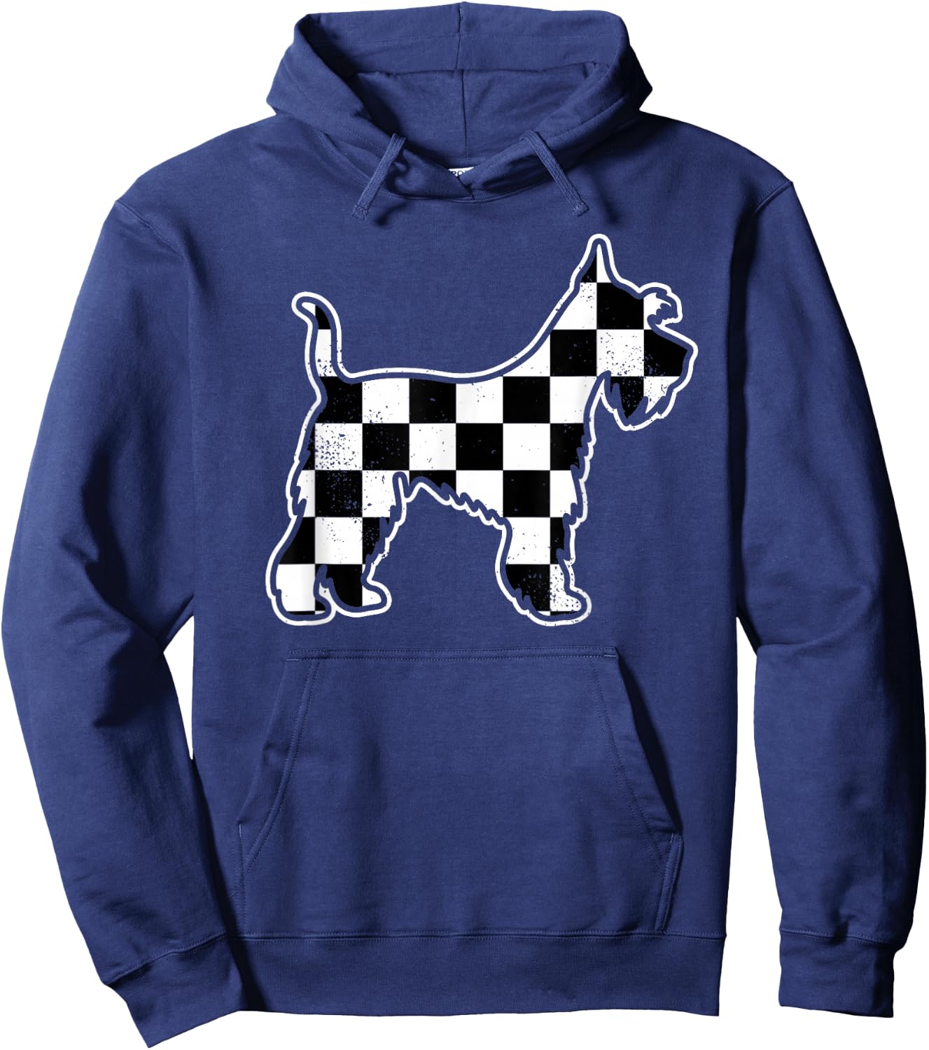 Checkered Dog Schnauzer Dad Vintage Race Car Flag Schnauzer Hoodie - Hoodie | Navy