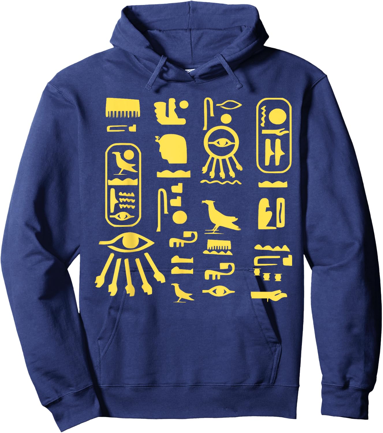 Egyptian Hieroglyphs, Symbols of Writing Egyptian Egyptologist , Black, S Hoodie - Hoodie | Navy