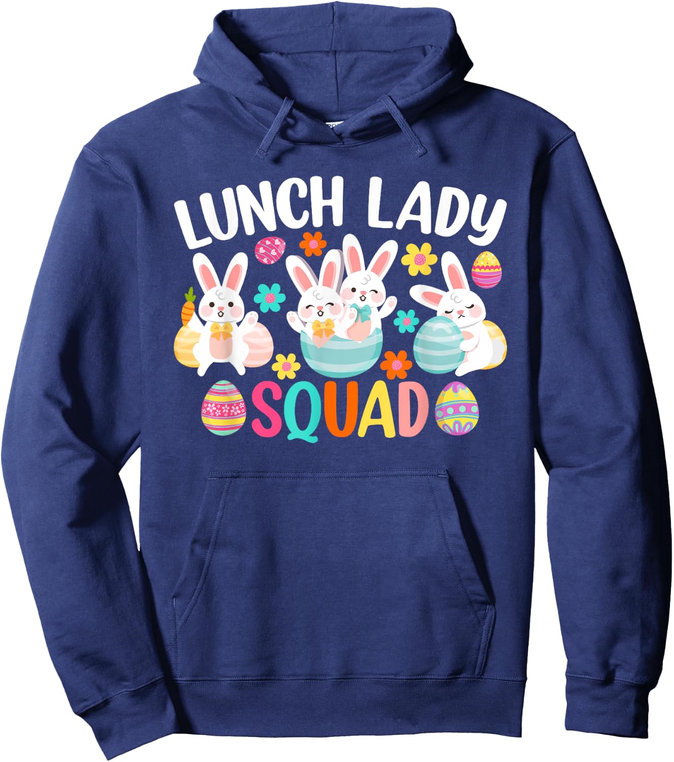 Lunch Lady Squad Shirt Cute Bunny Happy Easter Day Hoodie - Hoodie | Navy
