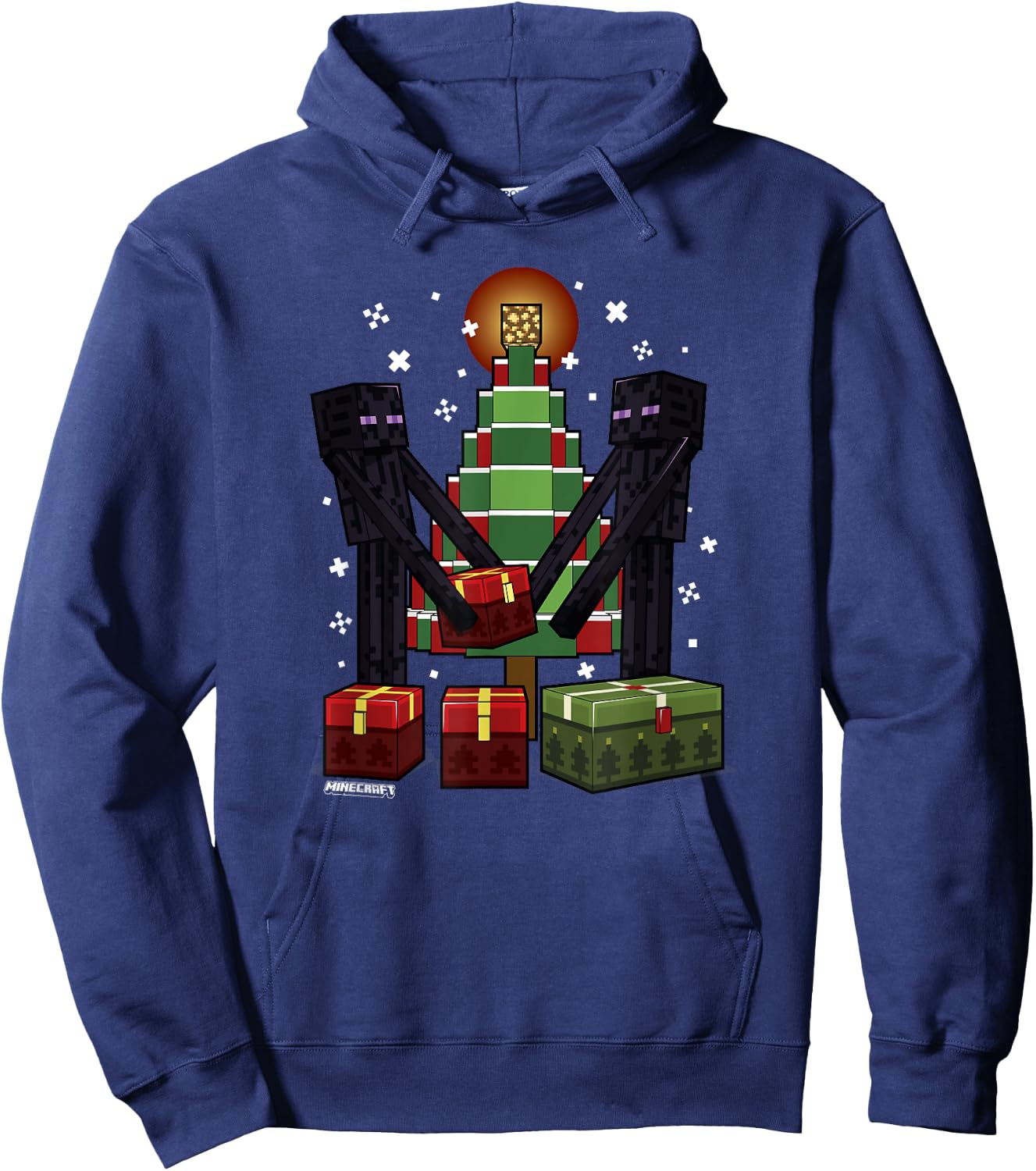 Minecraft Christmas Enderman Gift Giving , blue Hoodie - Hoodie | Navy