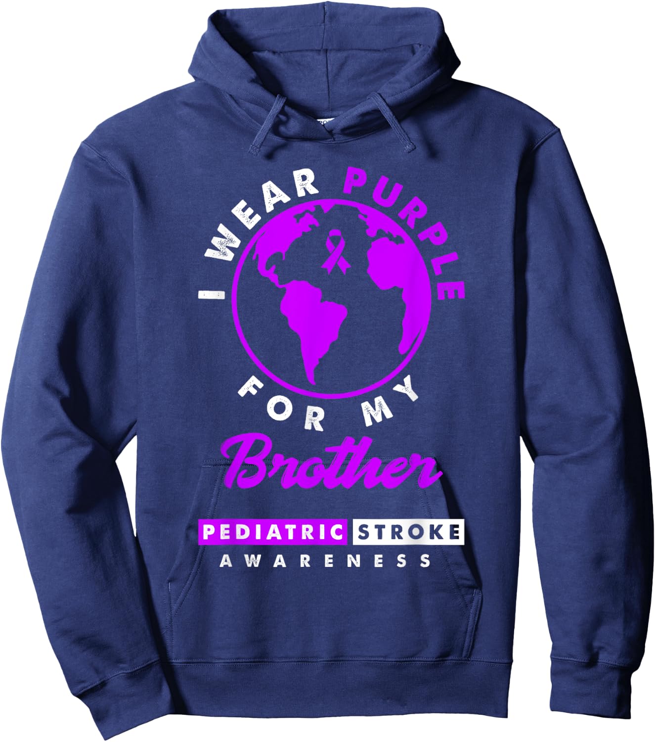 I Wear Purple For My Brother Pediatric Stroke Awareness Hoodie - Hoodie | Navy