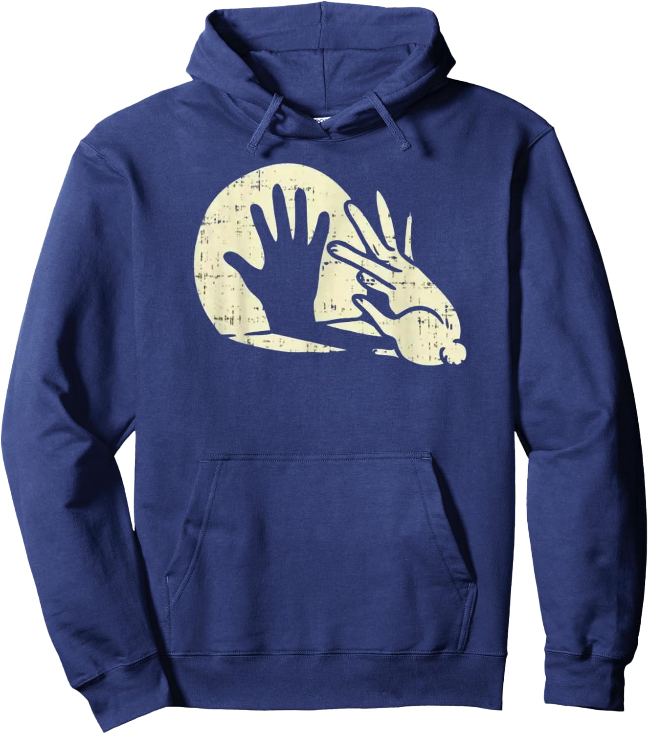 Bunny Shadow Puppeteer - Funny Rabbit Hand Shadow Hoodie - Hoodie | Navy