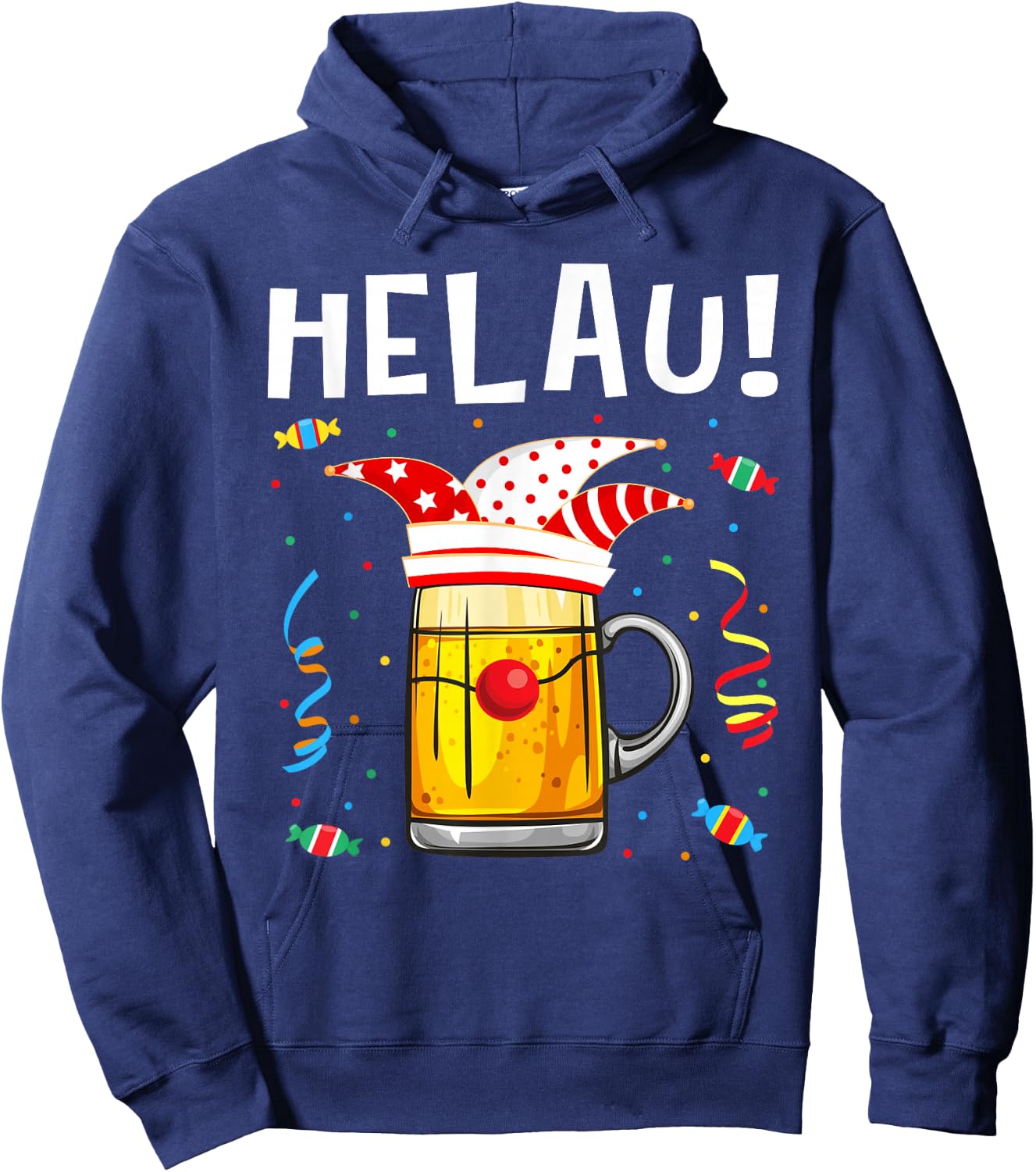 Carnival Costume Carnival Costume Jester Cap Beer Helau , black Hoodie - Hoodie | Navy