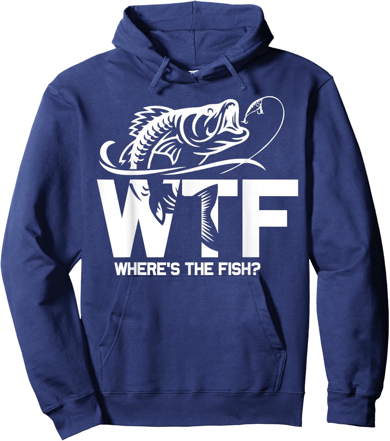 WTF Where's The Fish Funny Fishing Lover Gift Hoodie - Hoodie | Navy