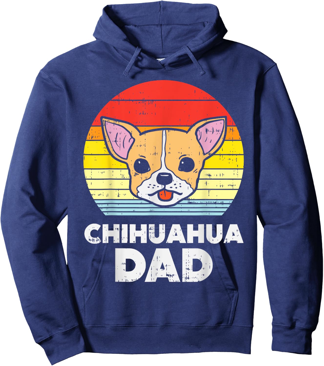Chihuahua Dad Sunset Retro Chiwawa Dog Owner Lover Men Gift Hoodie - Hoodie | Navy