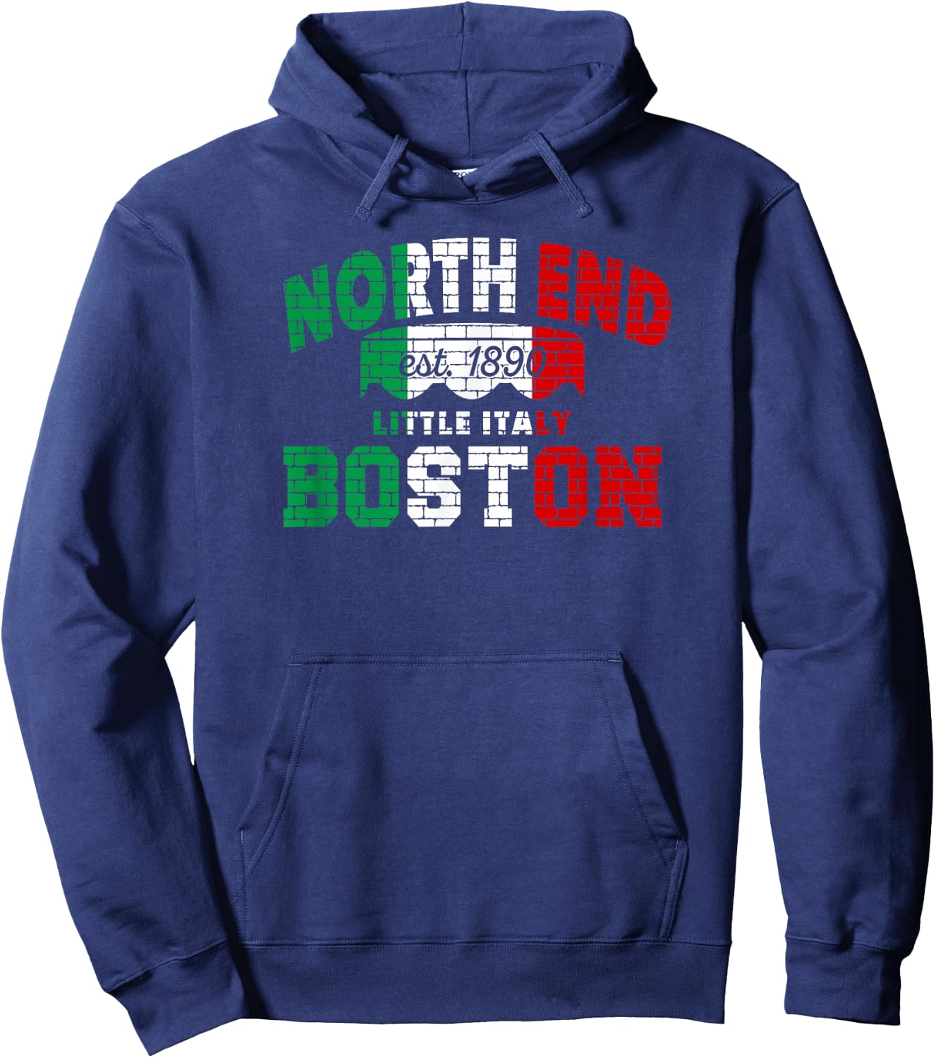 Boston North End Italian Flag Little Italy Heritage 1890 Hoodie - Hoodie | Navy