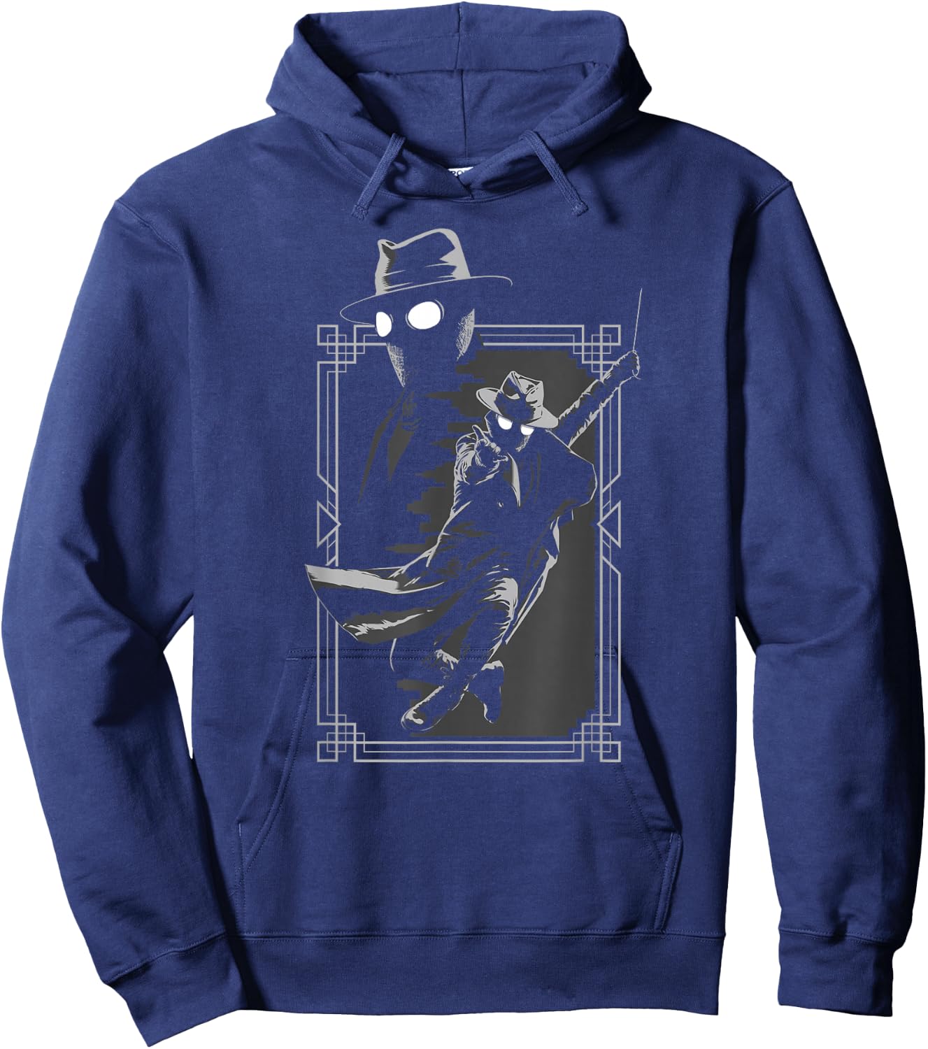 Marvel Spider-Noir Web Swing Black & White Art Deco Frame Hoodie - Hoodie | Navy