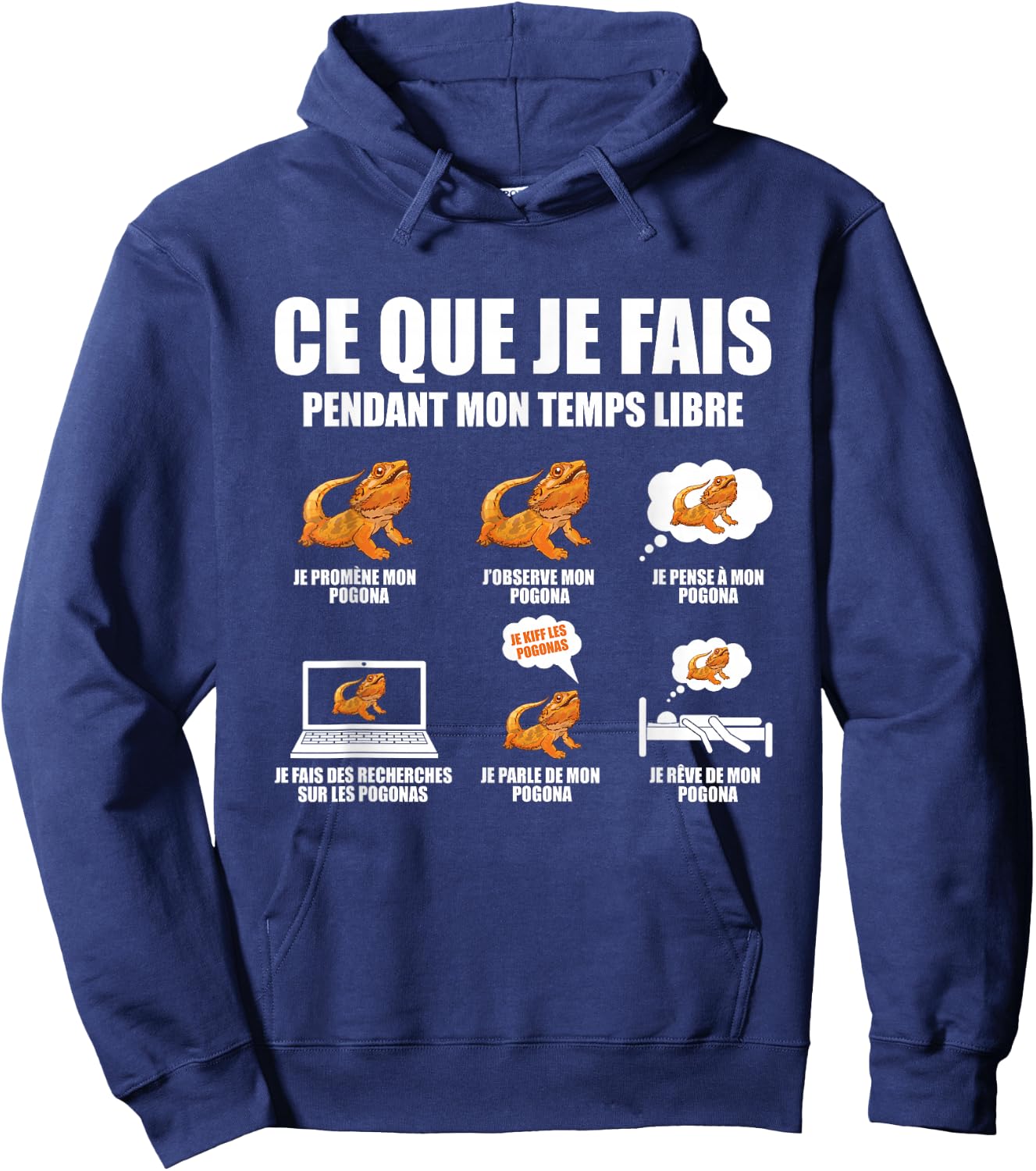 funny Gift passionate bearded dragon pogona reptile , Black, S Hoodie - Hoodie | Navy