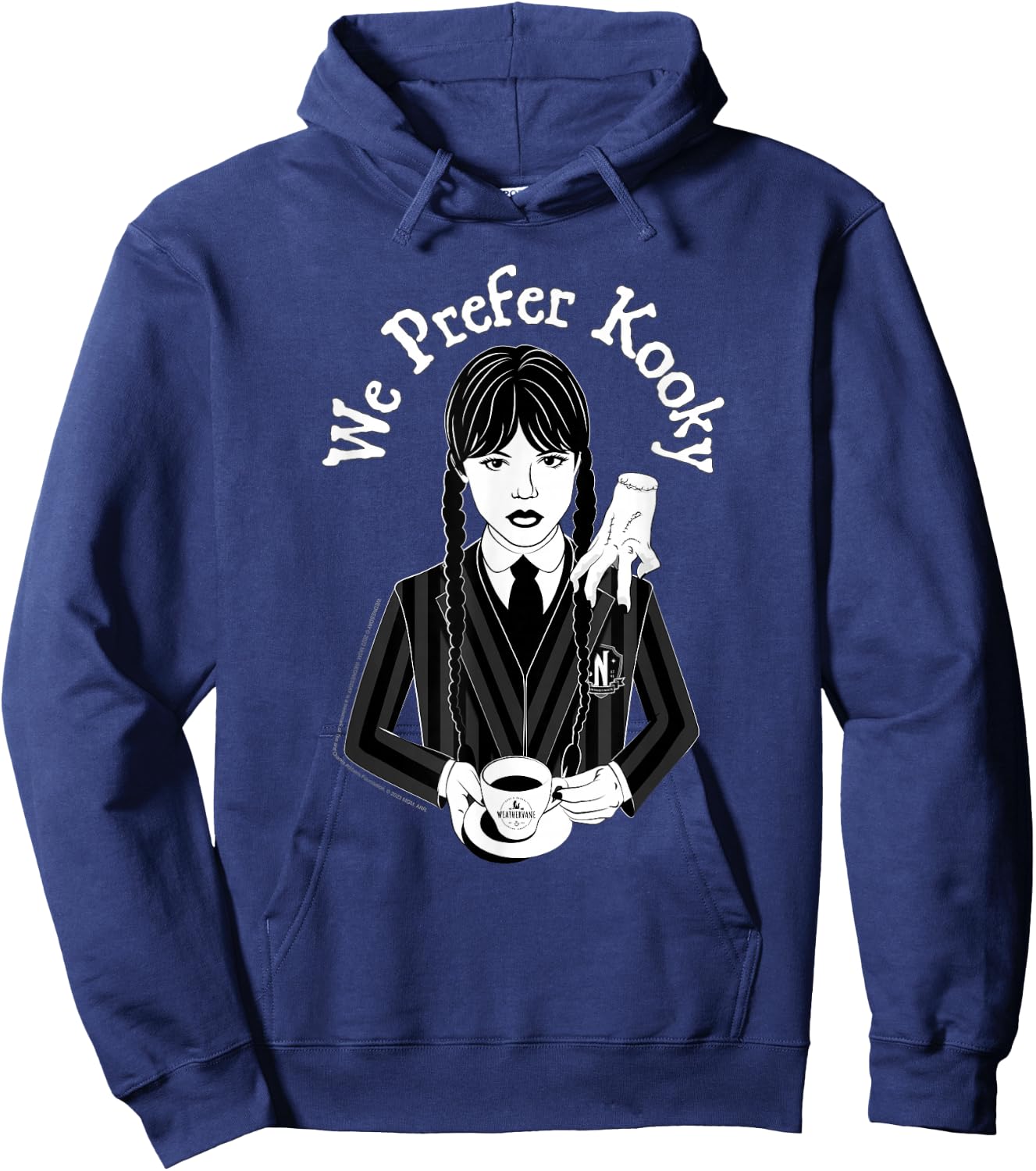 Wednesday & Thing We Prefer Kooky Black & White Portrait Hoodie - Hoodie | Navy