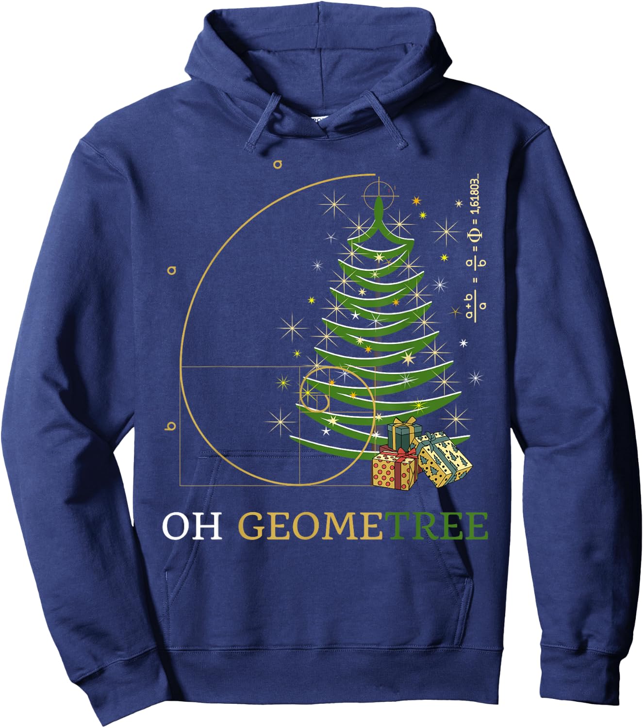 Oh Geometree. Geometree funny math Fibonacci Christmas Tree Hoodie - Hoodie | Navy