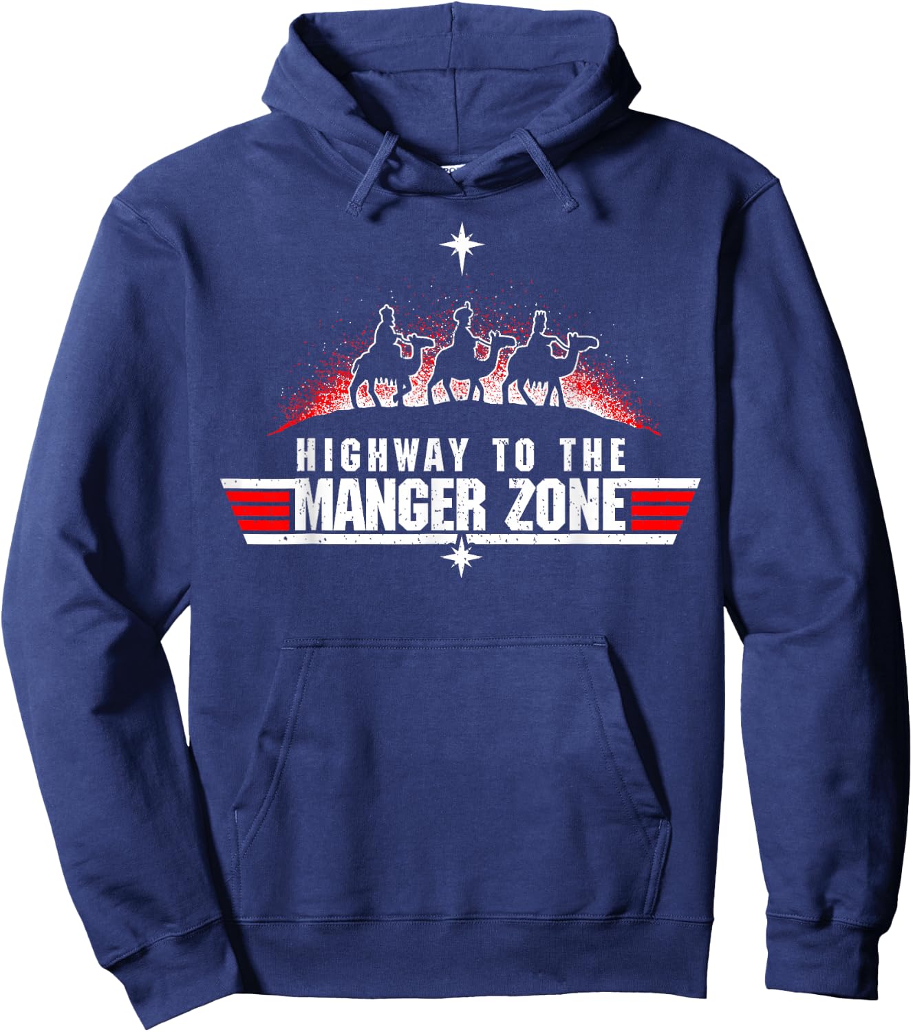 Highway To The Manger Zone Funny Christmas Hoodie - Hoodie | Navy