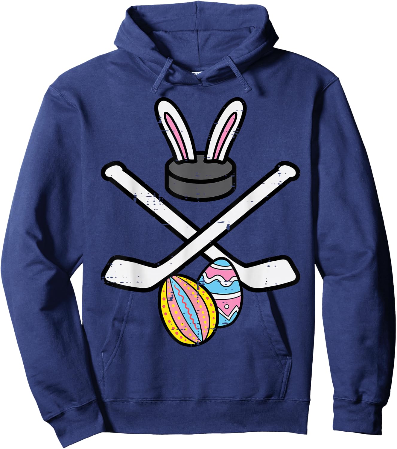 Easter Bunny Ice Hockey Funny Sports Goalie Men Boys Kids Hoodie - Hoodie | Navy