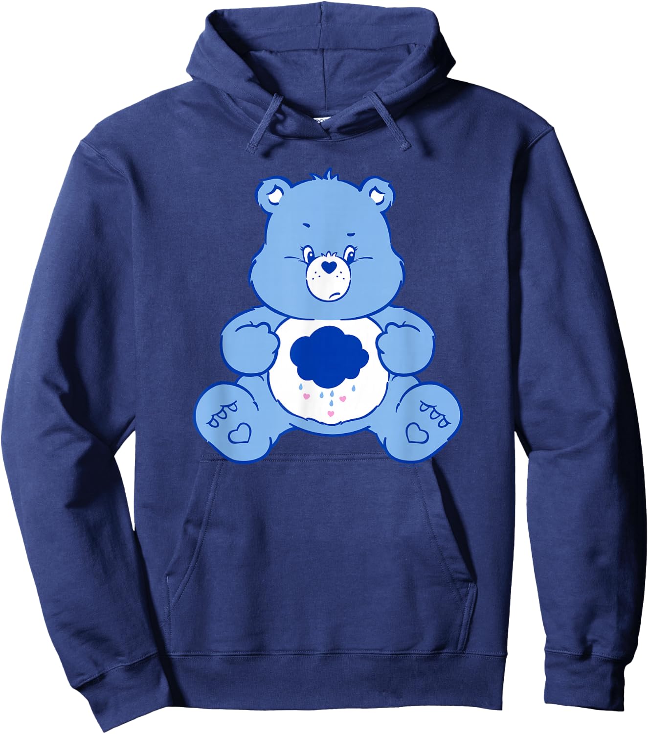 Care Bears Vintage Classic Grumpy Bear Cloudy Belly Badge , black Hoodie - Hoodie | Navy