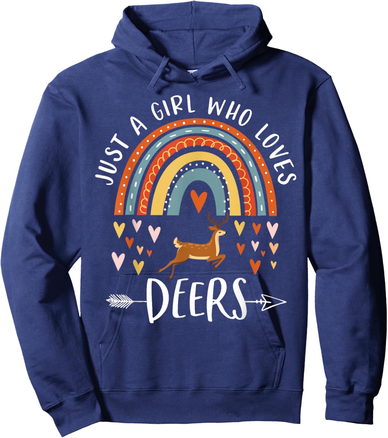Just A Girl Who Loves Deers Rainbow Gifts For Reindeer Lover Hoodie - Hoodie | Navy