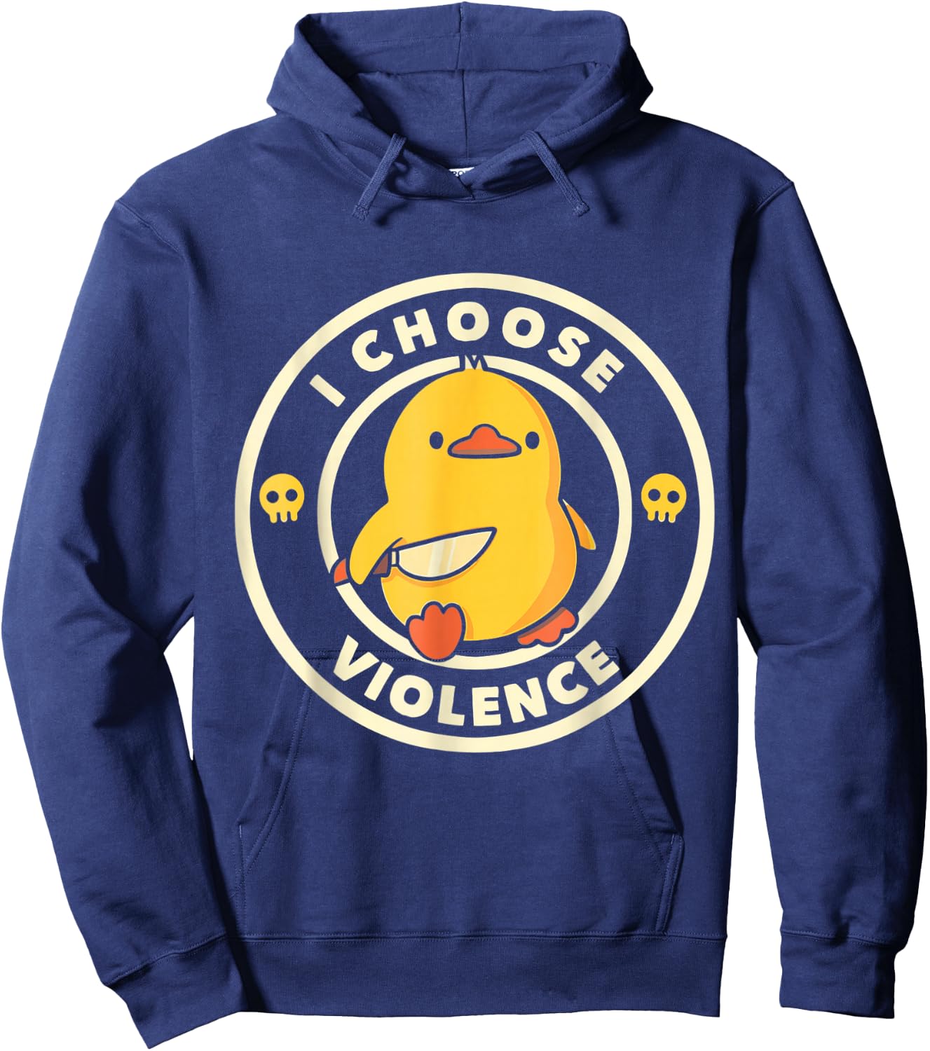 I Choose Violence Funny Duck Holding Knife Hoodie - Hoodie | Navy