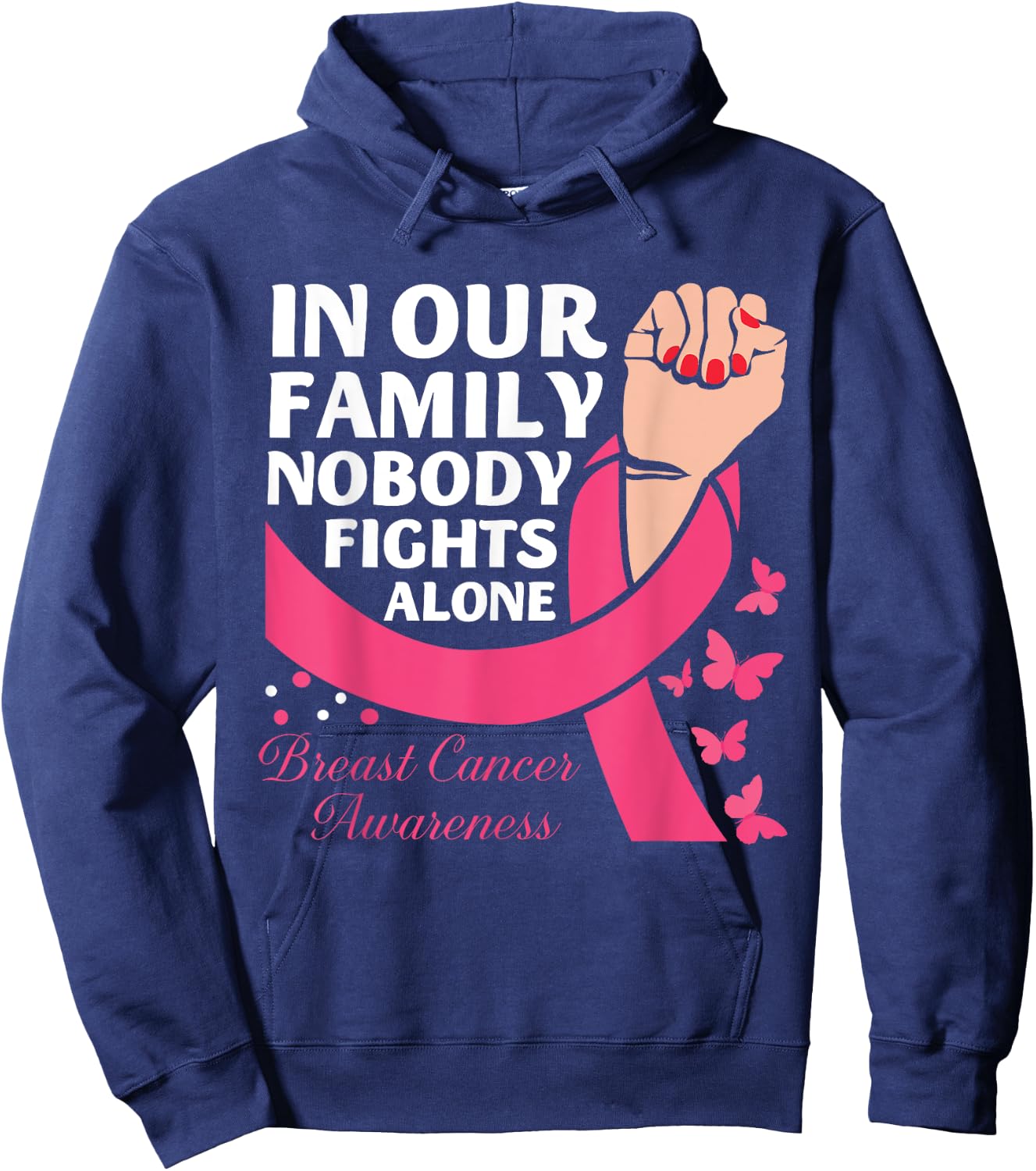 Breast Cancer Awareness Breast Cancer Support Pink Family Hoodie - Hoodie | Navy