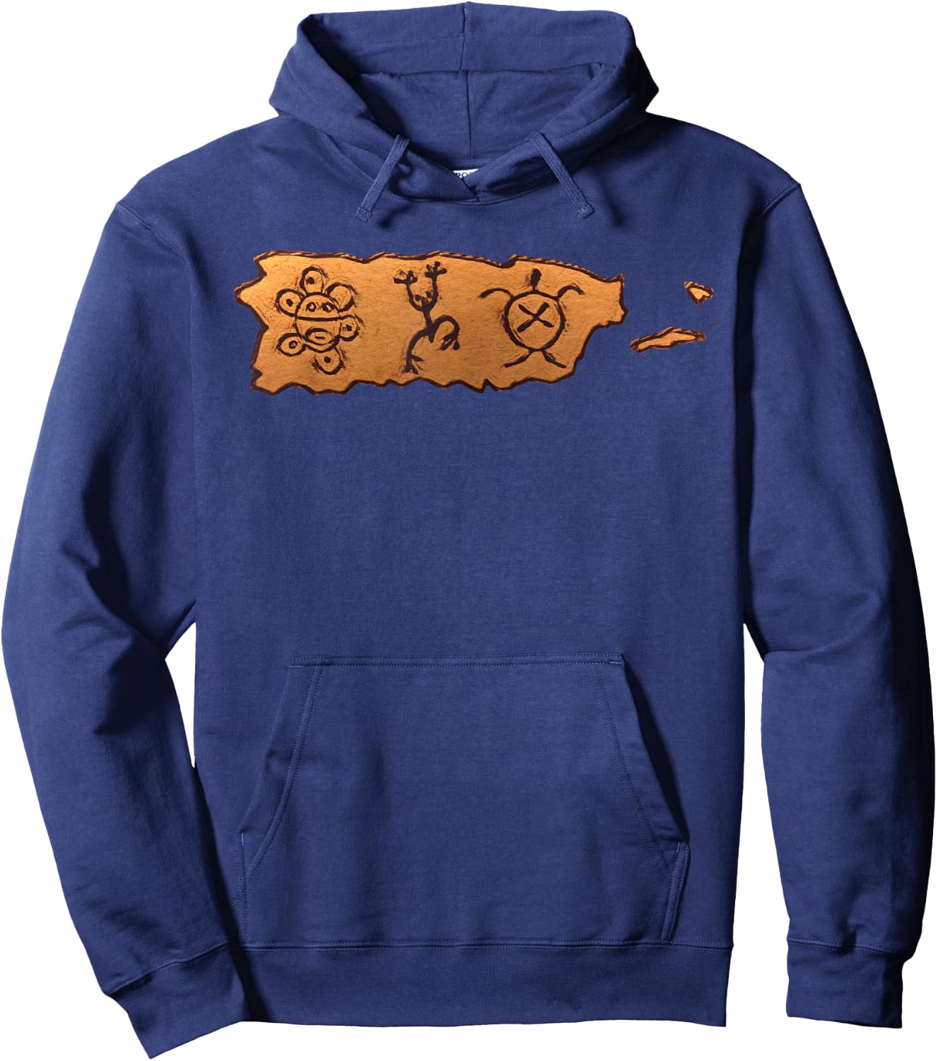 Taino Art Symbols Puerto Rico Map Boricua Petroglyphs Hoodie - Hoodie | Navy