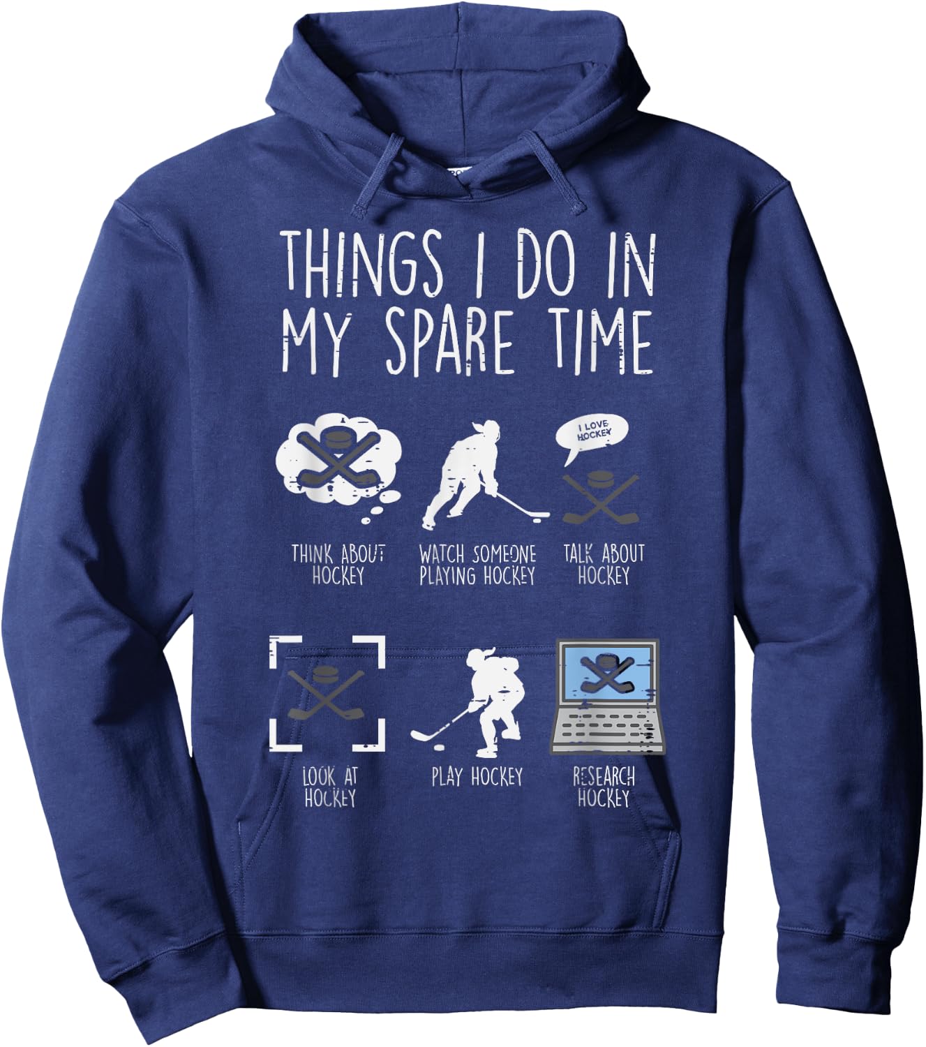 Things I Do Spare Time Ice Hockey Funny Sport Player Goalie Hoodie - Hoodie | Navy
