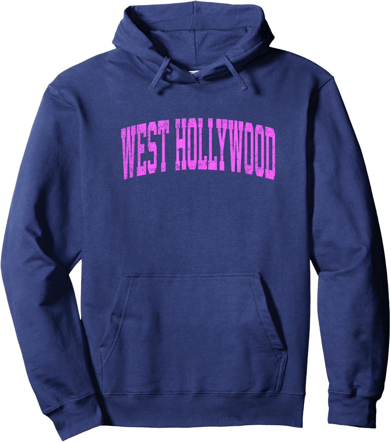 West Hollywood California CA Vintage Athletic Sports Pink De Hoodie - Hoodie | Navy