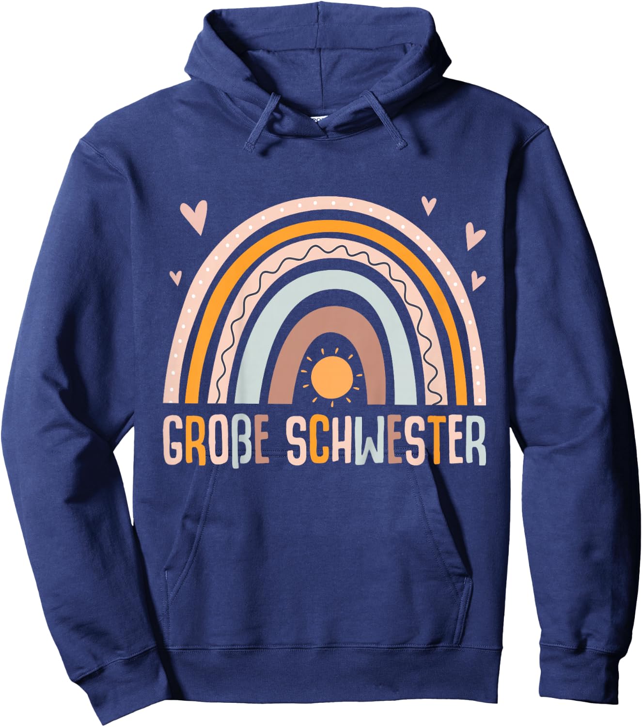 Children's Big Sister Rainbow , black Hoodie - Hoodie | Navy
