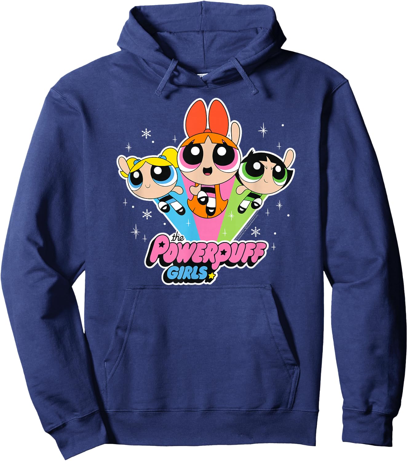 Cartoon Network The Powerpuff Girls Logo With Snowflakes , black Hoodie - Hoodie | Navy